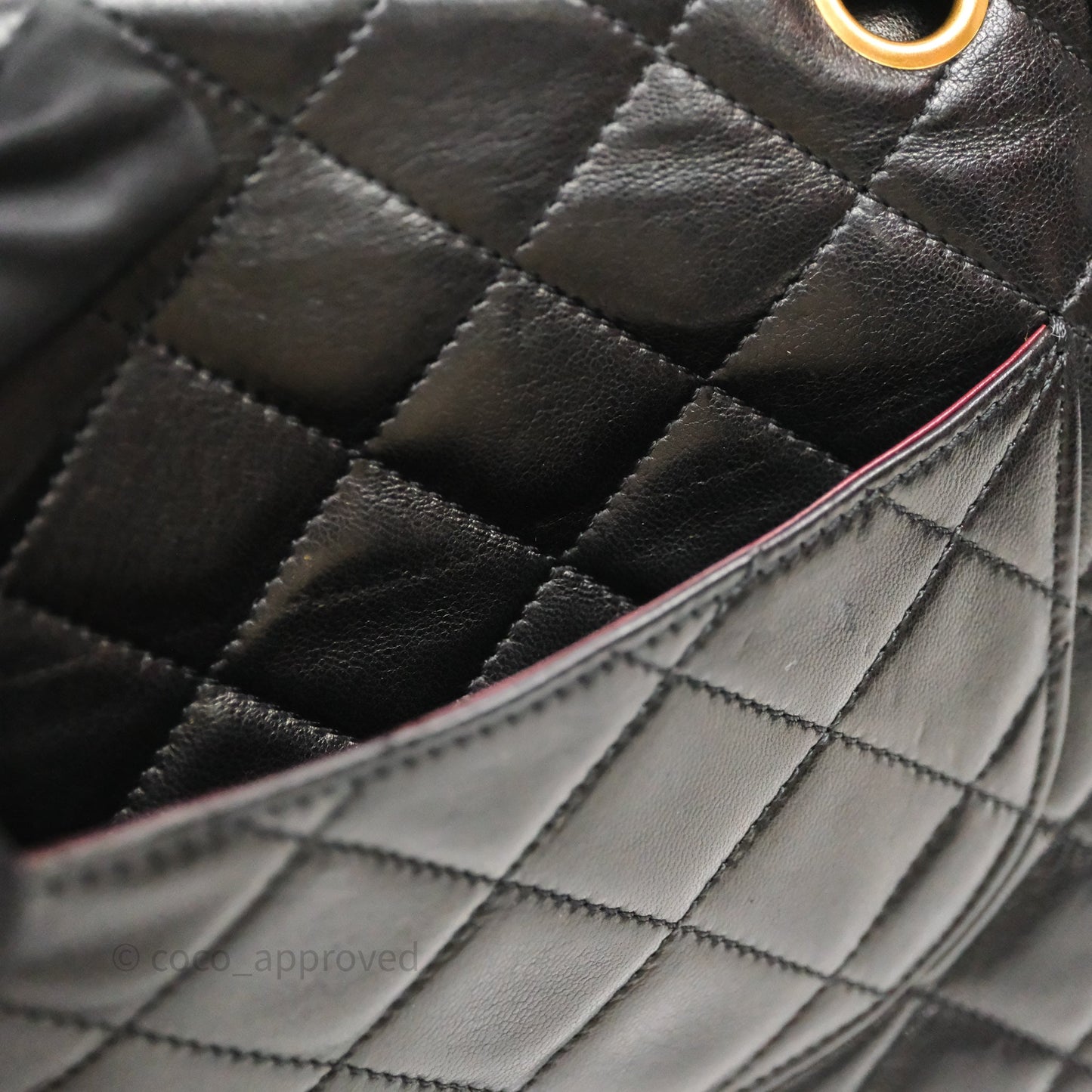 Chanel Quilted Vintage Flap Bag Lambskin Black 24K Gold Hardware
