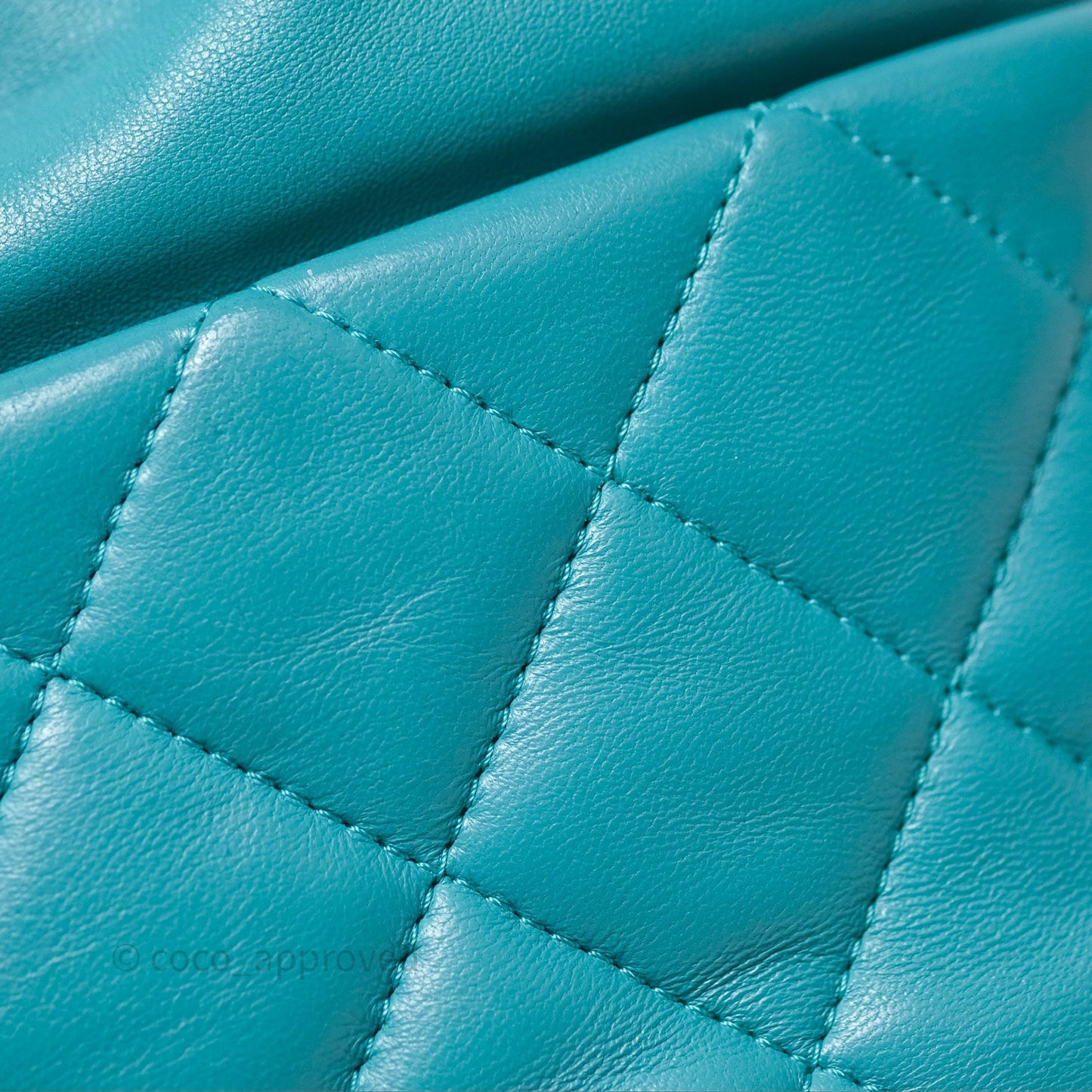 Chanel Pearl CC Drawstring Bucket Bag Teal Green Lambskin Gold Hardware