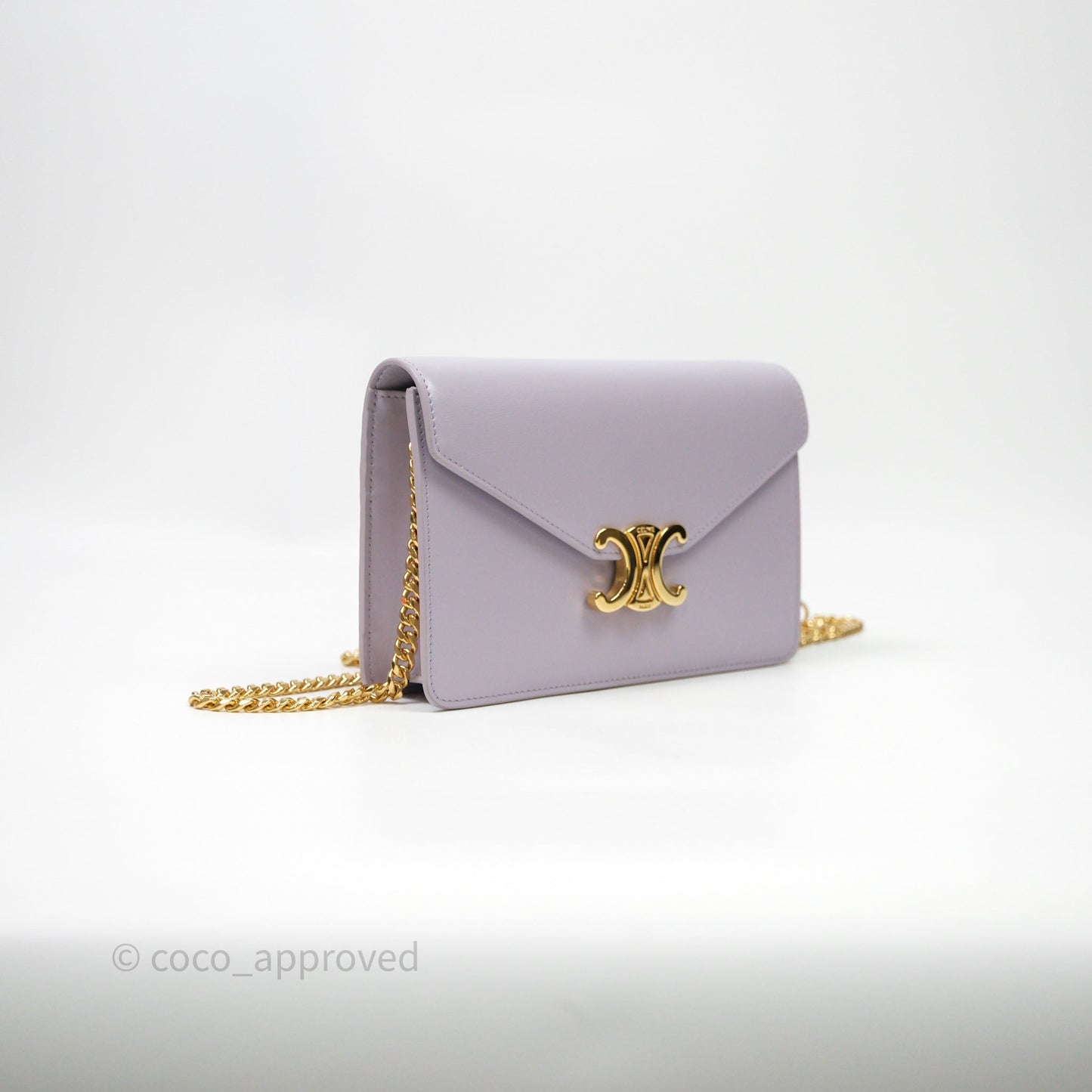 Celine Margo Wallet On Chain in Purple lavender Shiny Calfskin