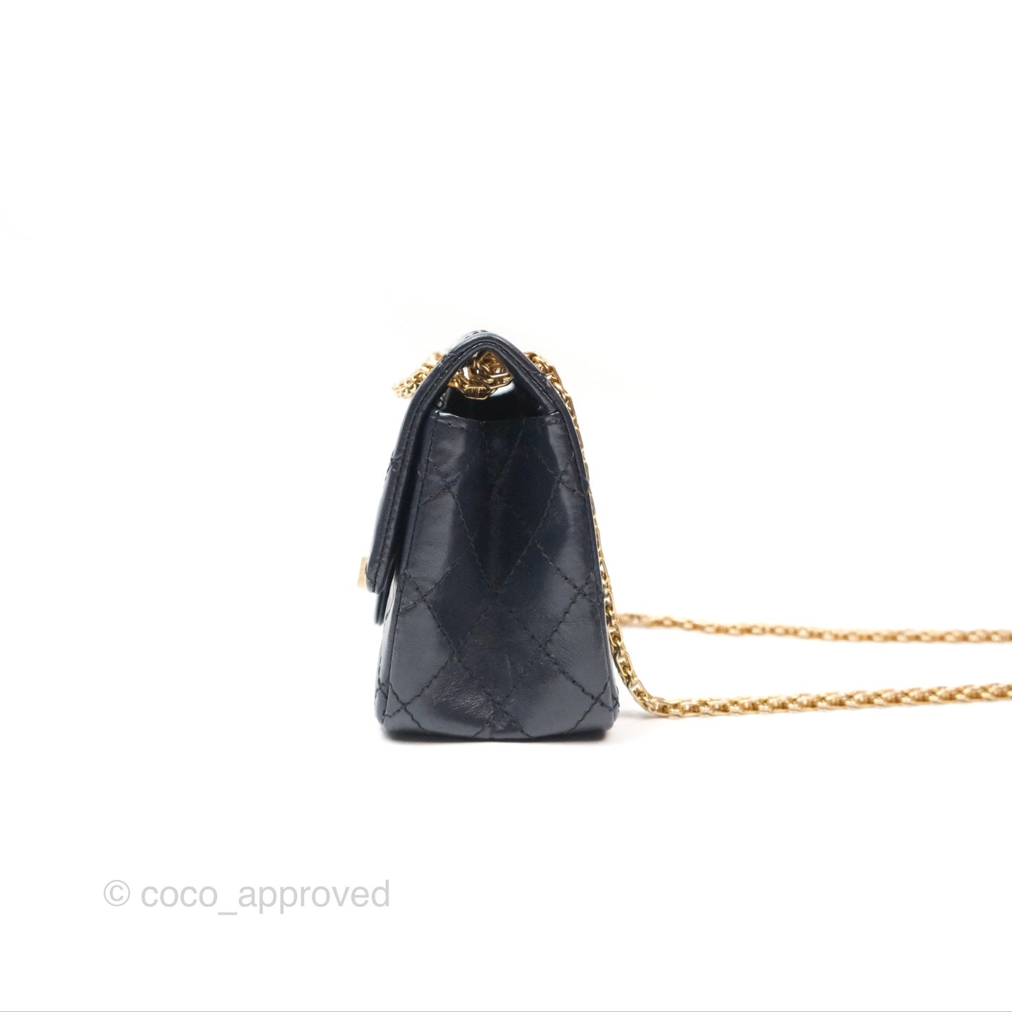 Chanel Mini Reissue 224 Navy Aged Calfskin Aged Gold Hardware