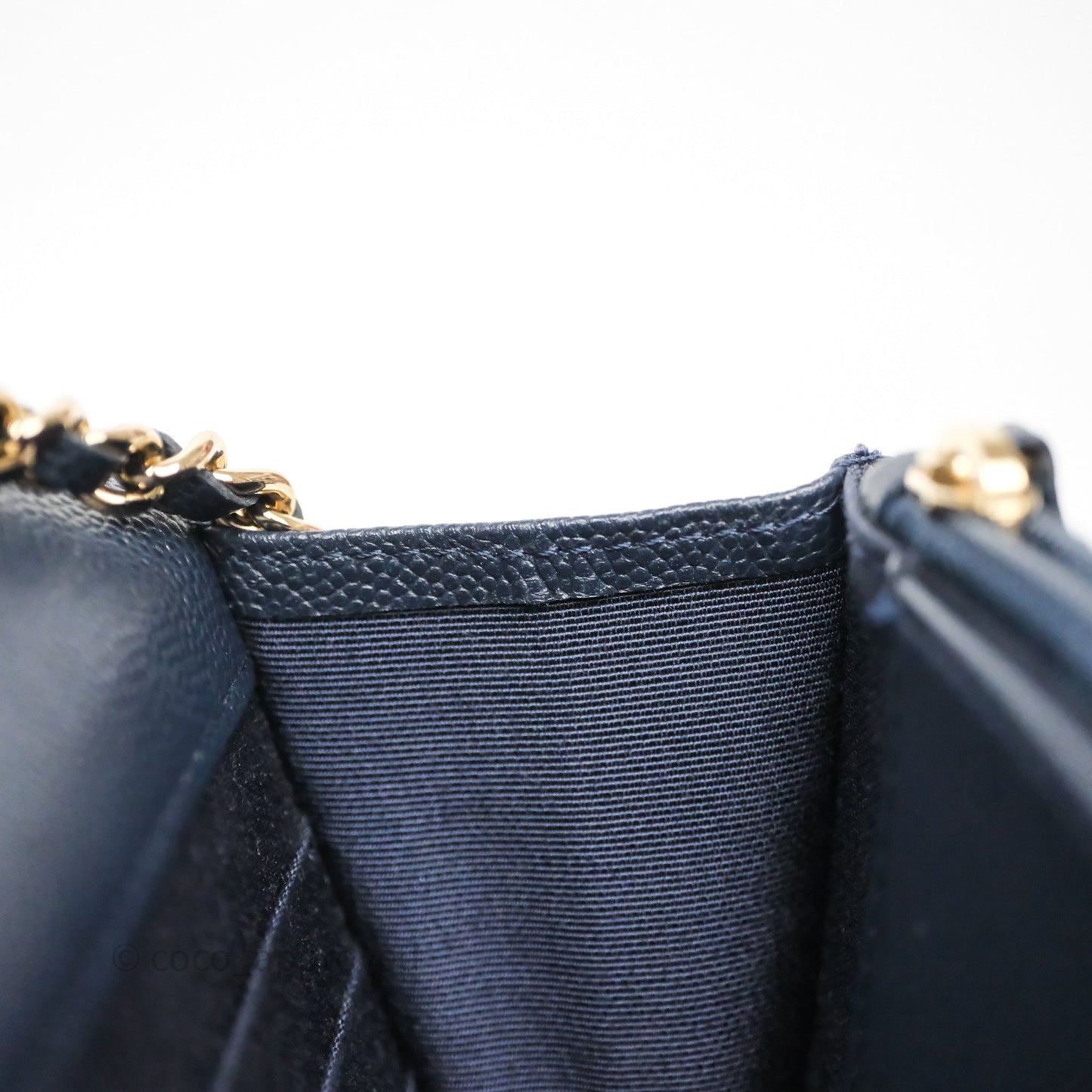 Chanel Classic Wallet On Chain WOC Quilted Navy Caviar Gold Hardware
