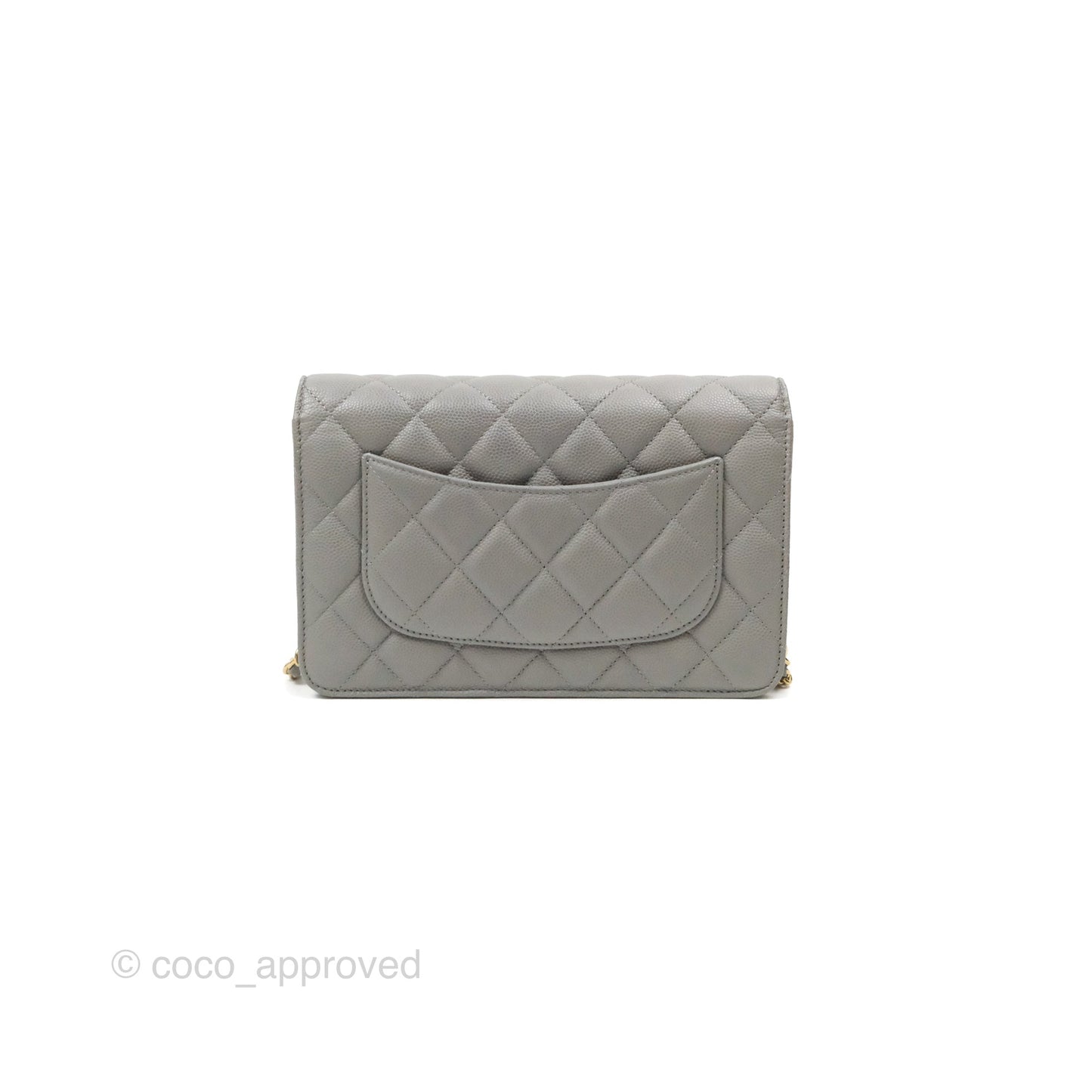Chanel Classic Wallet on Chain WOC Quilted Grey Caviar Gold Hardware
