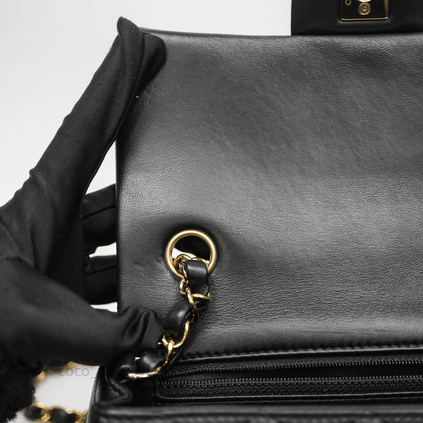 Chanel Mini Rectangular Black Lambskin Bag Gold Hardware
