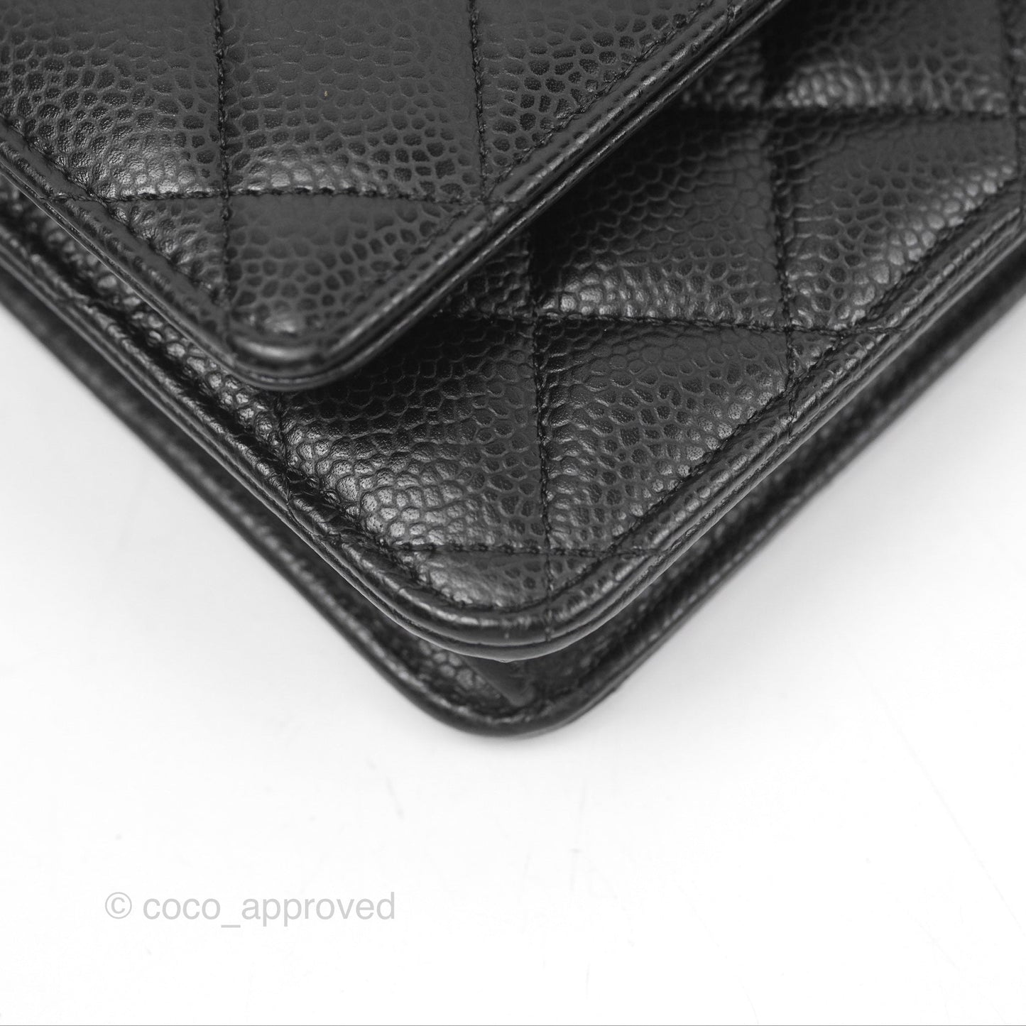 Chanel Quilted Classic Wallet On Chain WOC Black Caviar Silver Hardware