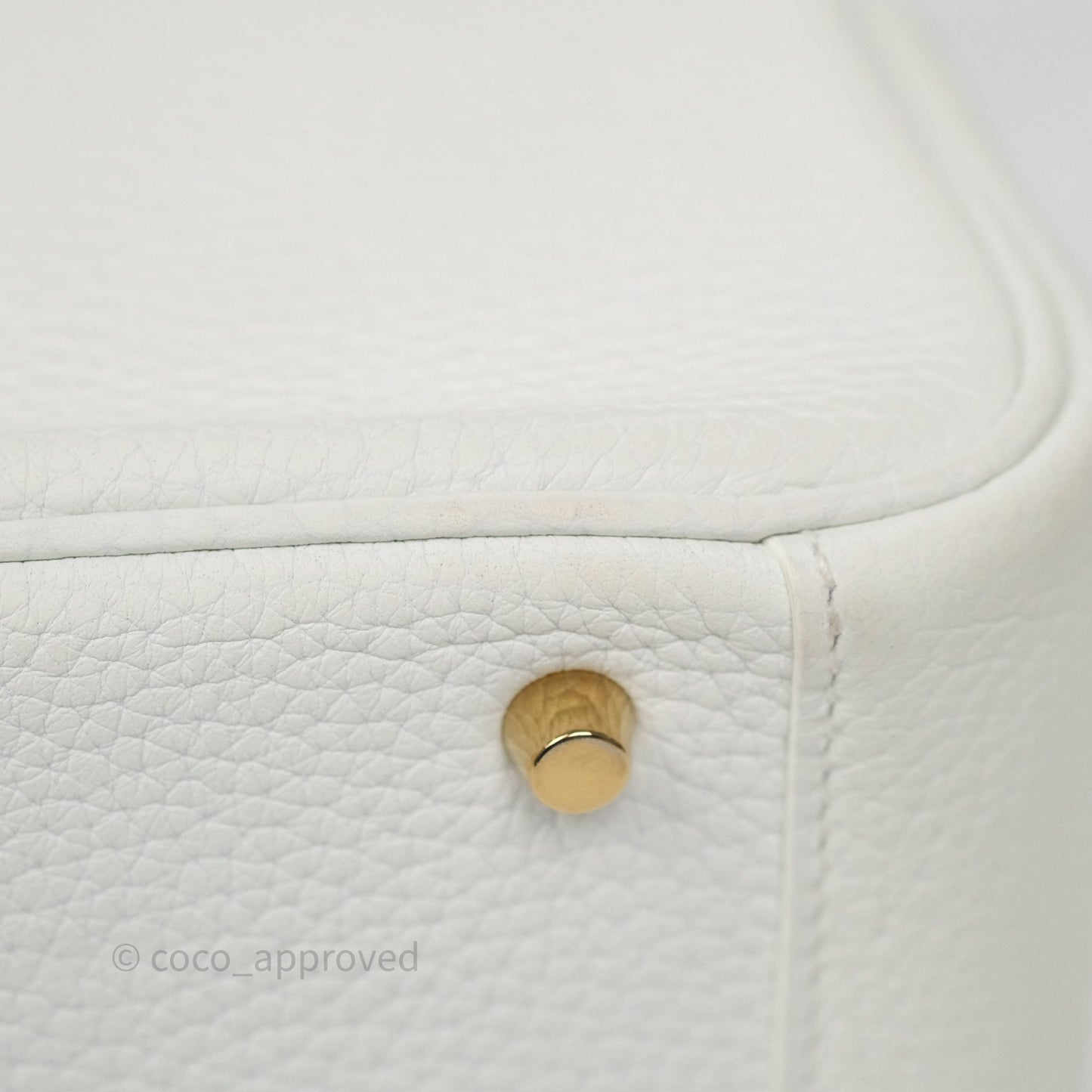 Hermès Mini Lindy 20 New White 0U Clemence Gold Hardware