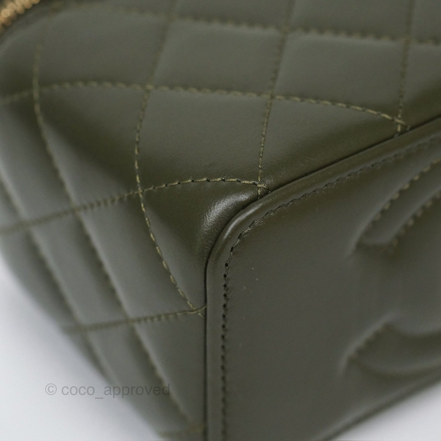 Chanel All Slide Vanity with Adjustable Chain Dark Olive Green Lambskin Aged Gold Hardware