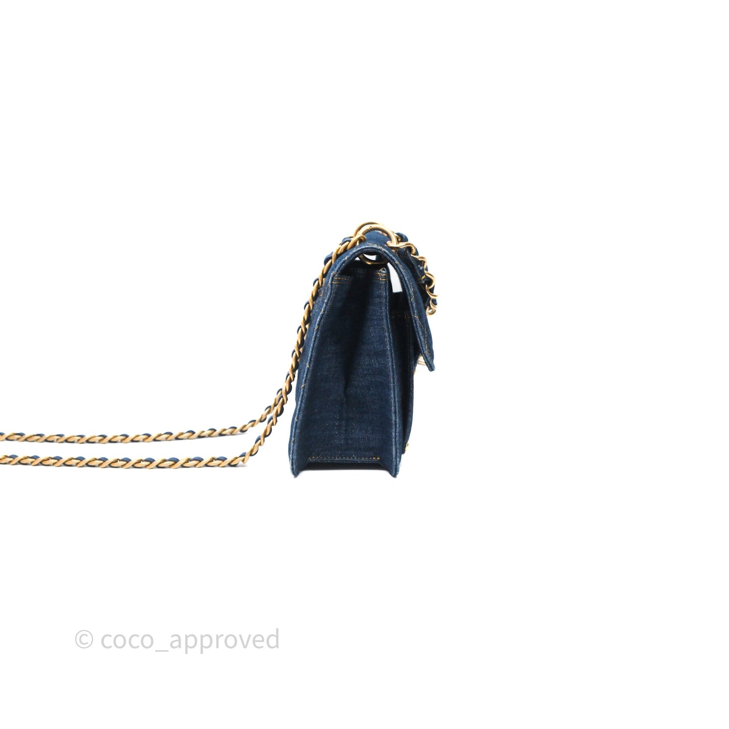 Chanel Square Flap Bag Denim Aged Gold Hardware