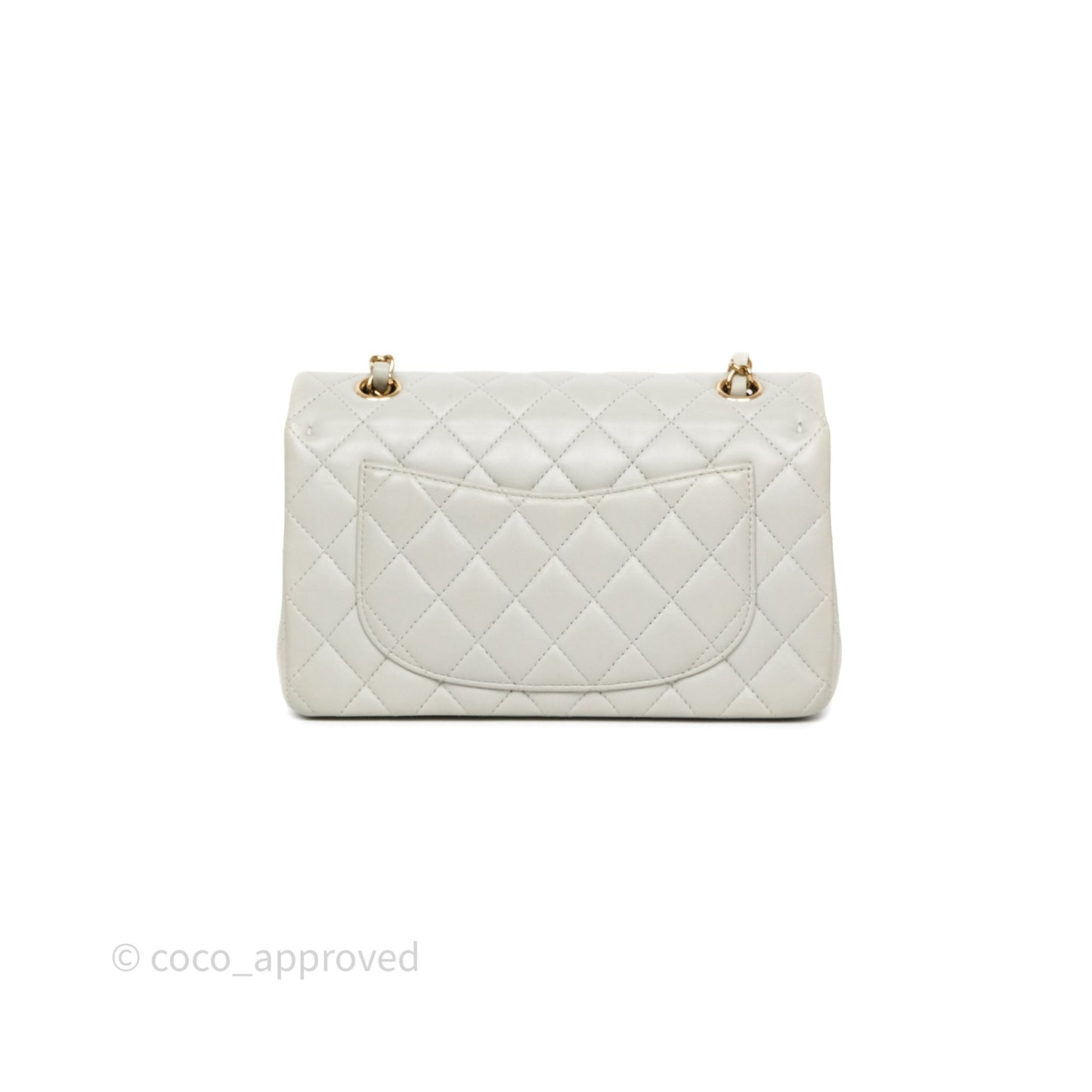 Chanel Small Classic Flap Quilted Grey Lambskin Gold Hardware