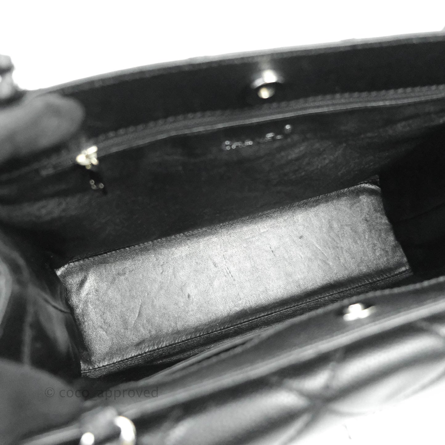 Chanel Quilted Black Caviar Tote Silver Hardware