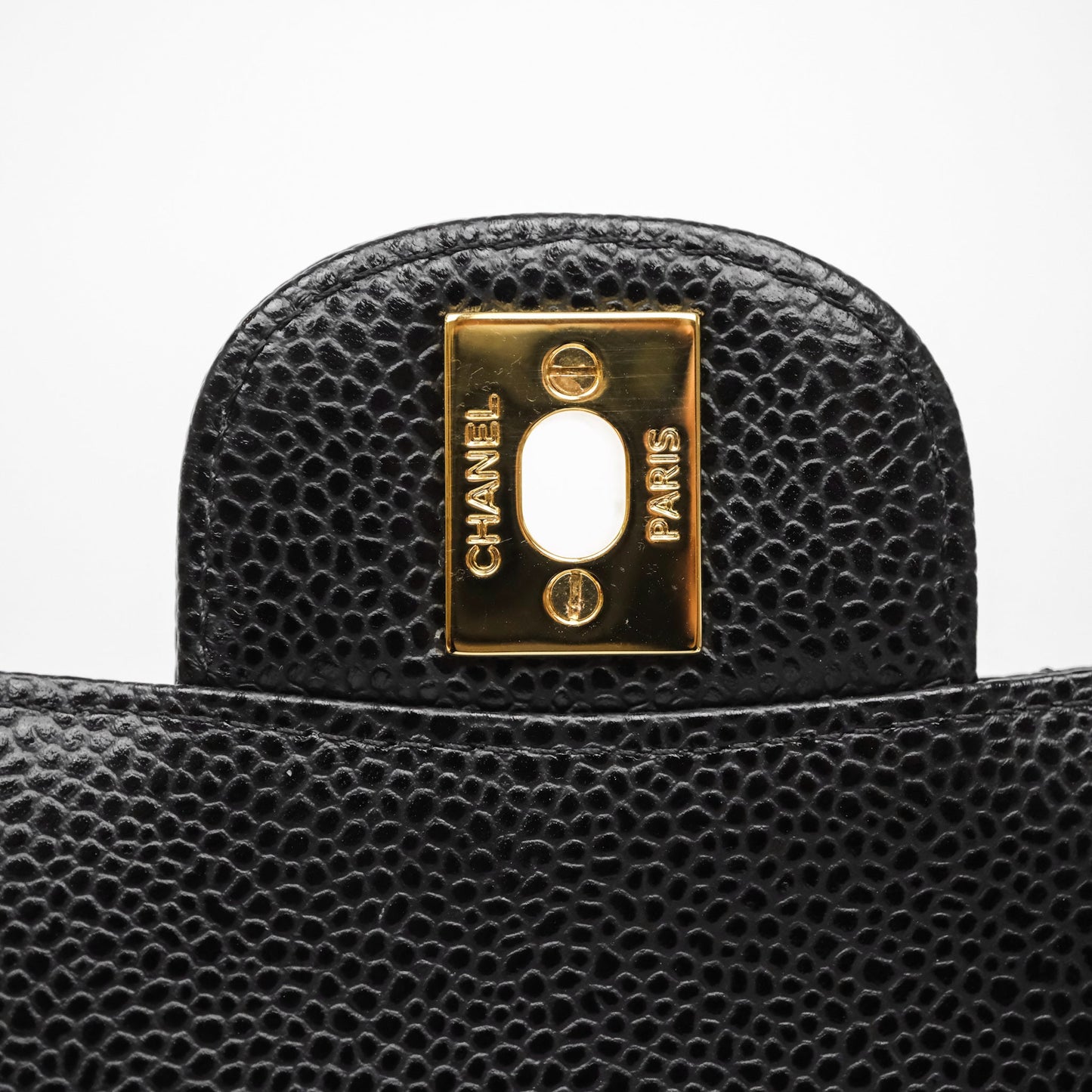 Chanel Classic M/L Medium Flap Quilted Black Caviar Gold Hardware