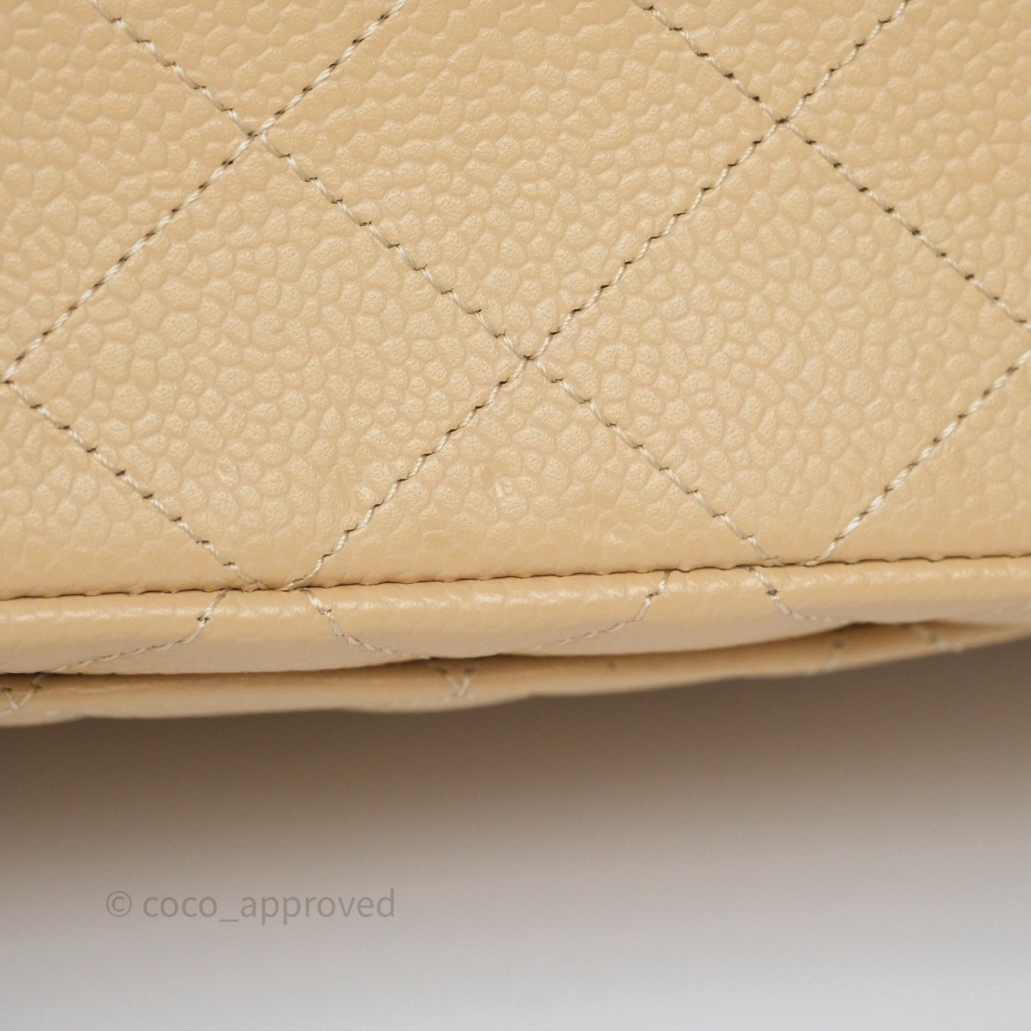 Chanel Small Classic Flap Quilted Beige Caviar Gold Hardware
