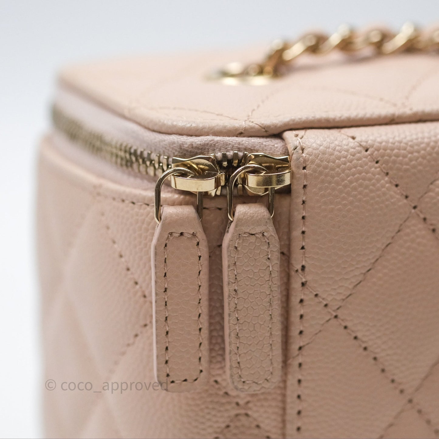 Chanel Vanity with Classic Chain Light Beige Caviar Gold Hardware