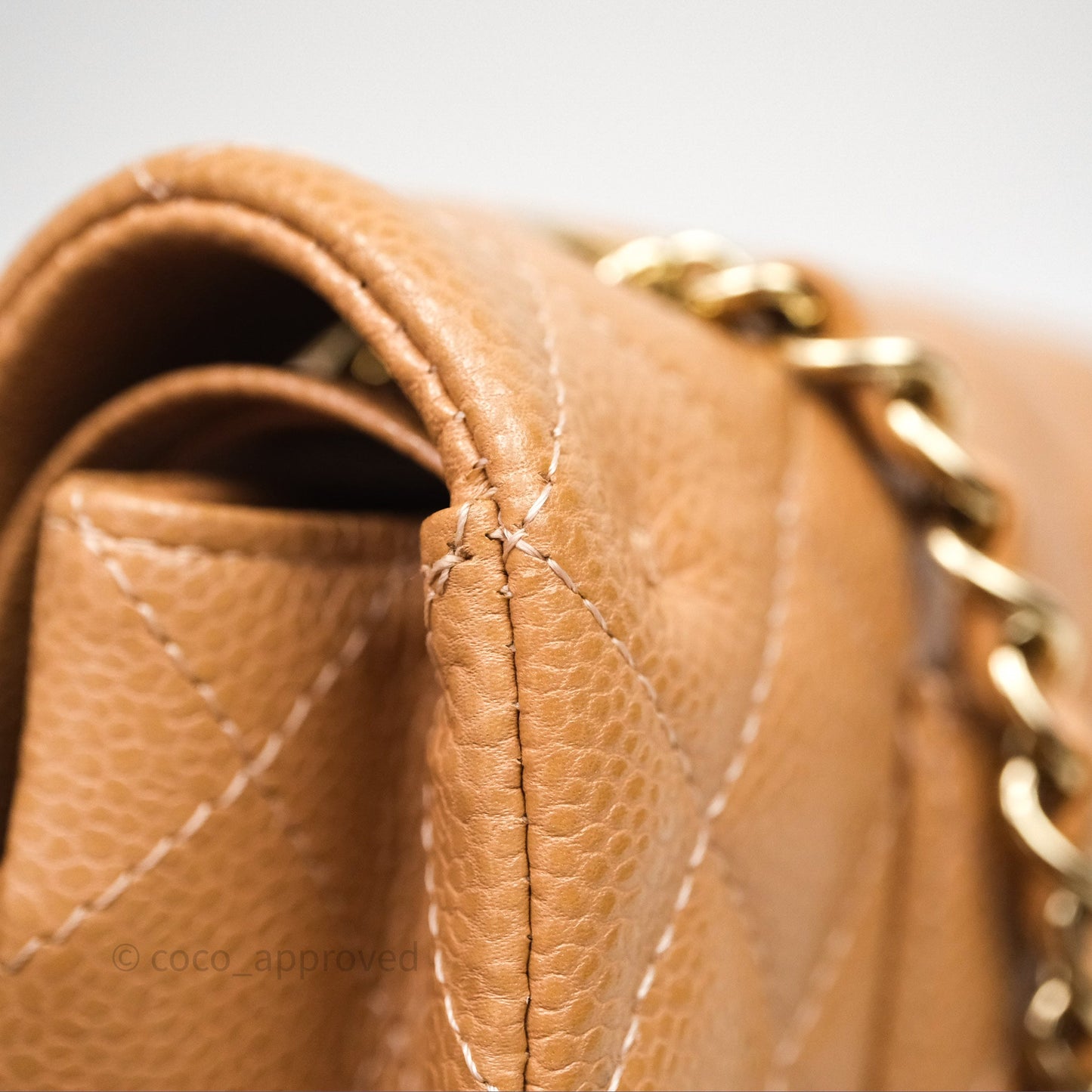 Chanel Classic M/L Medium Flap Quilted Beige Caviar Gold Hardware