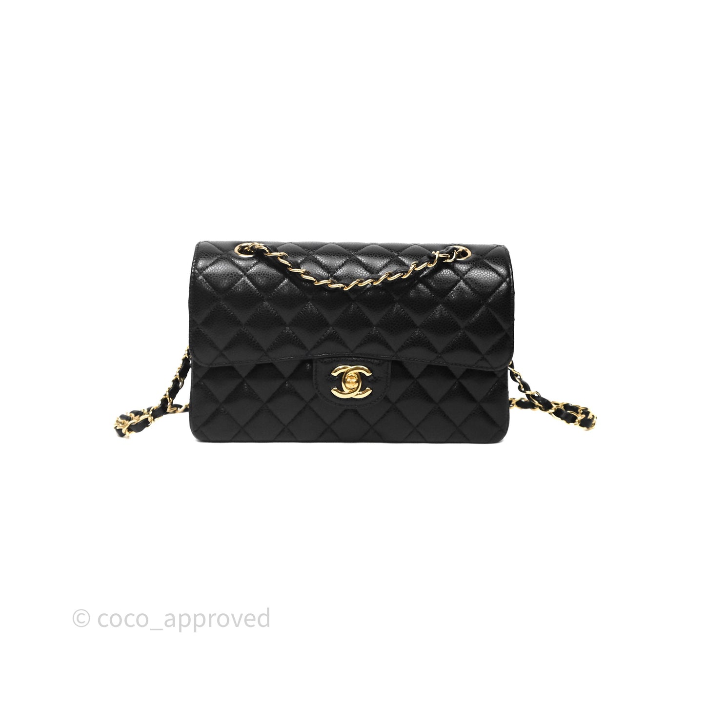 Chanel Small Classic Quilted Flap Black Caviar Gold Hardware