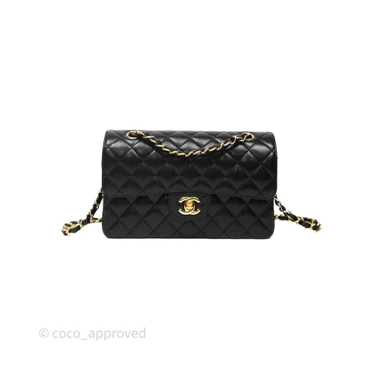 Chanel Small Classic Quilted Flap Black Caviar Gold Hardware