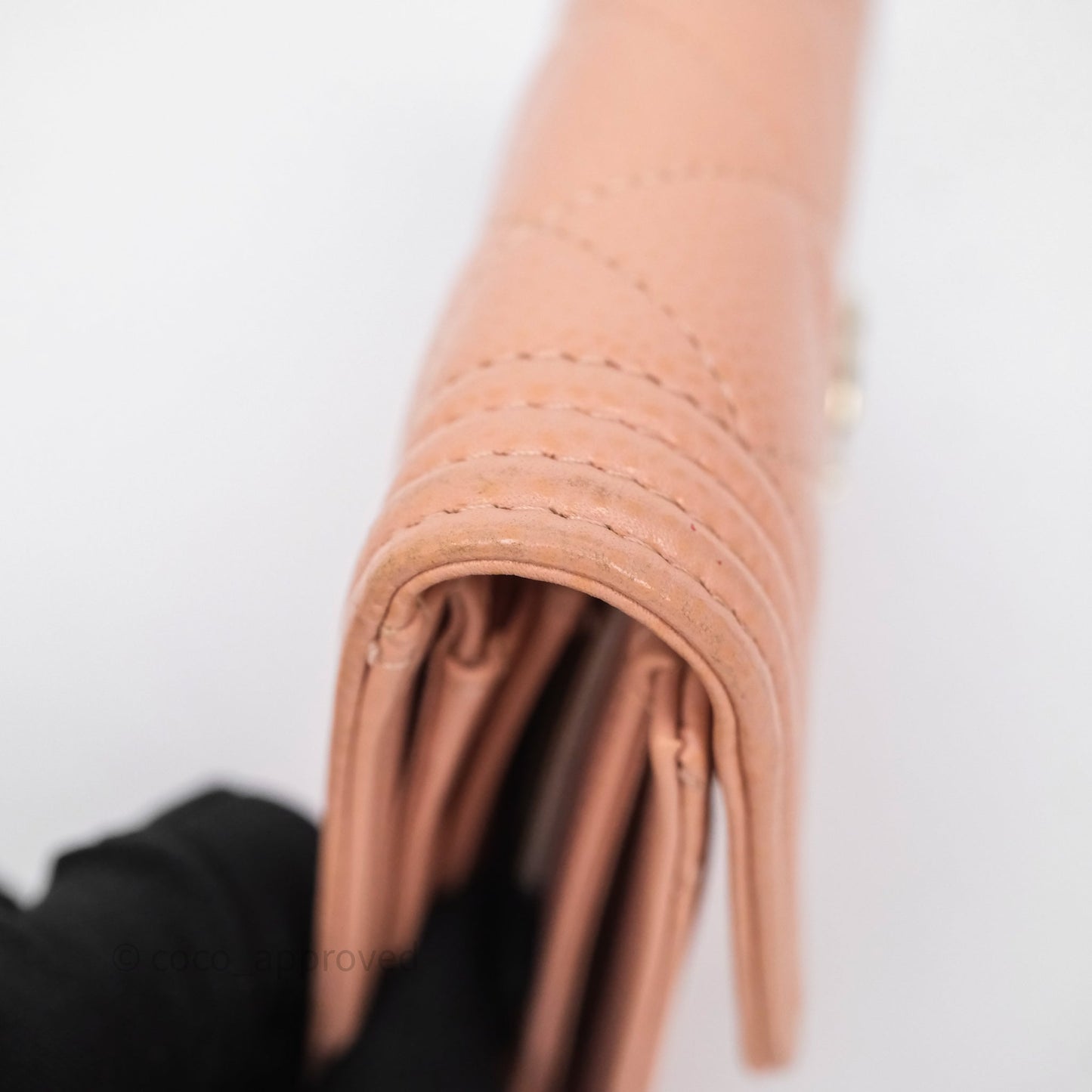 Chanel Quilted Boy Medium Trifold Flap Wallet Pink Caviar Gold Hardware