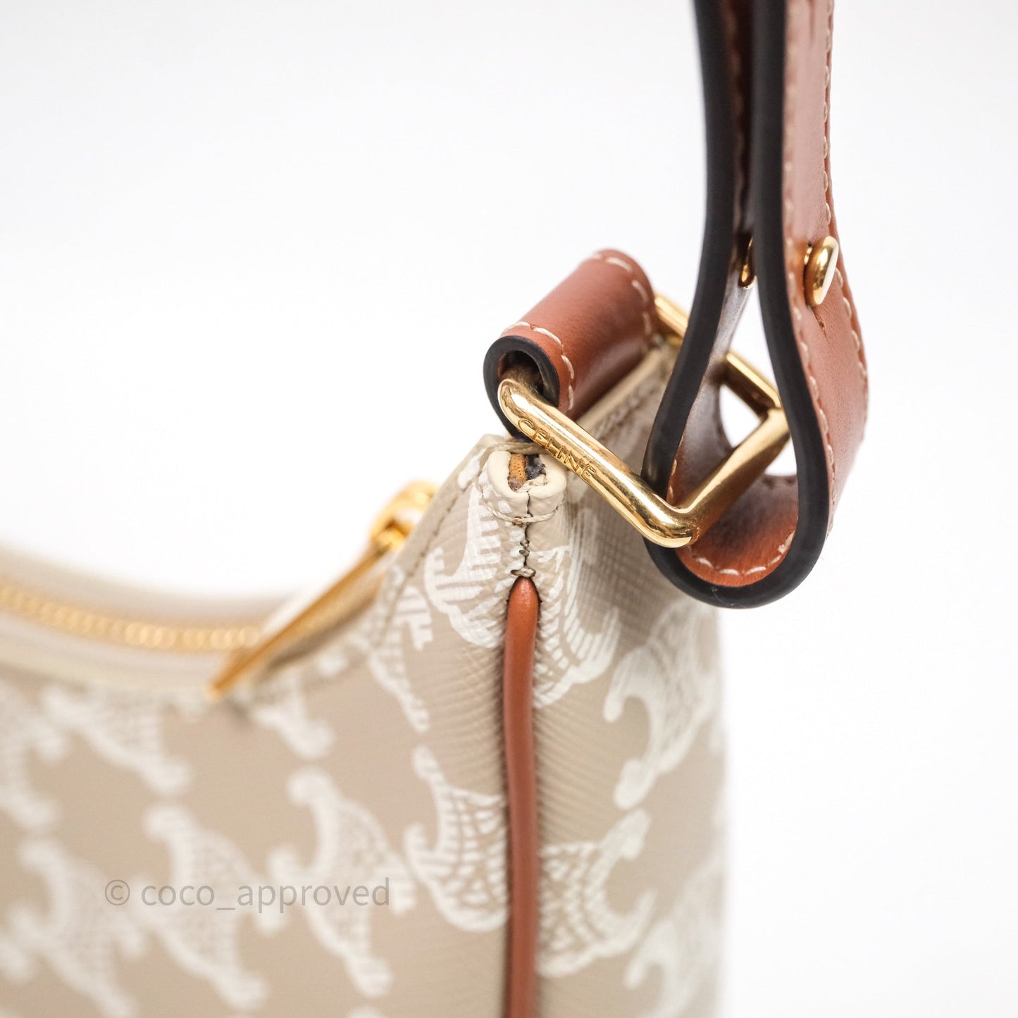 Celine Ava Bag In Triomphe Canvas Calfskin Grege