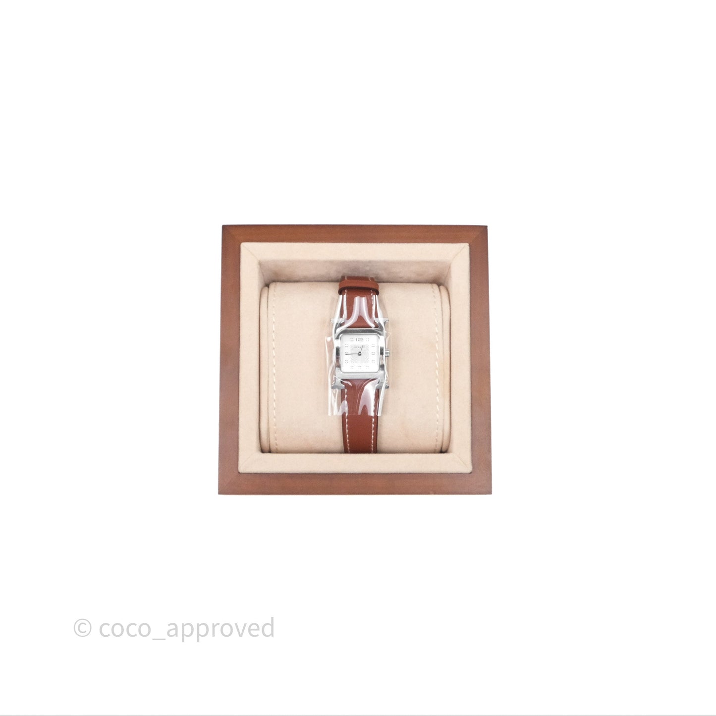 Hermès Heure H Watch Small Model 25mm Diamond Brown Swift Palladium Hardware