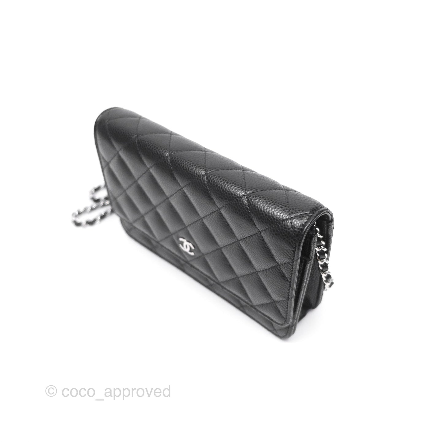 Chanel Classic Wallet On Chain WOC Quilted Black Caviar Silver Hardware