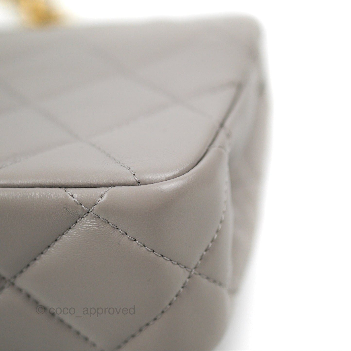 Chanel Flap Bag Grey Clair Lambskin Aged Gold Hardware 22B