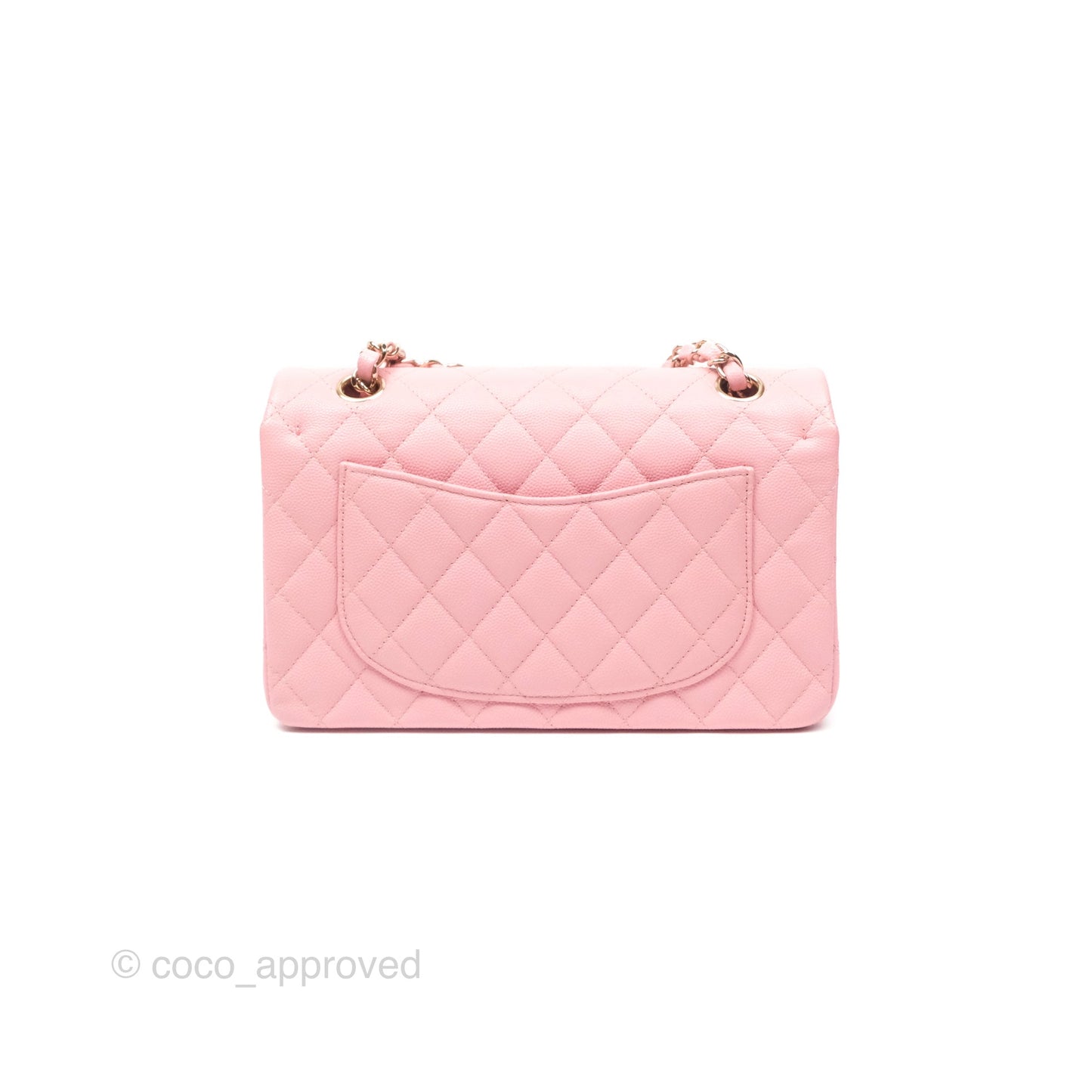 Chanel Small Classic Flap Quilted Sakura Pink Caviar Gold Hardware 22C