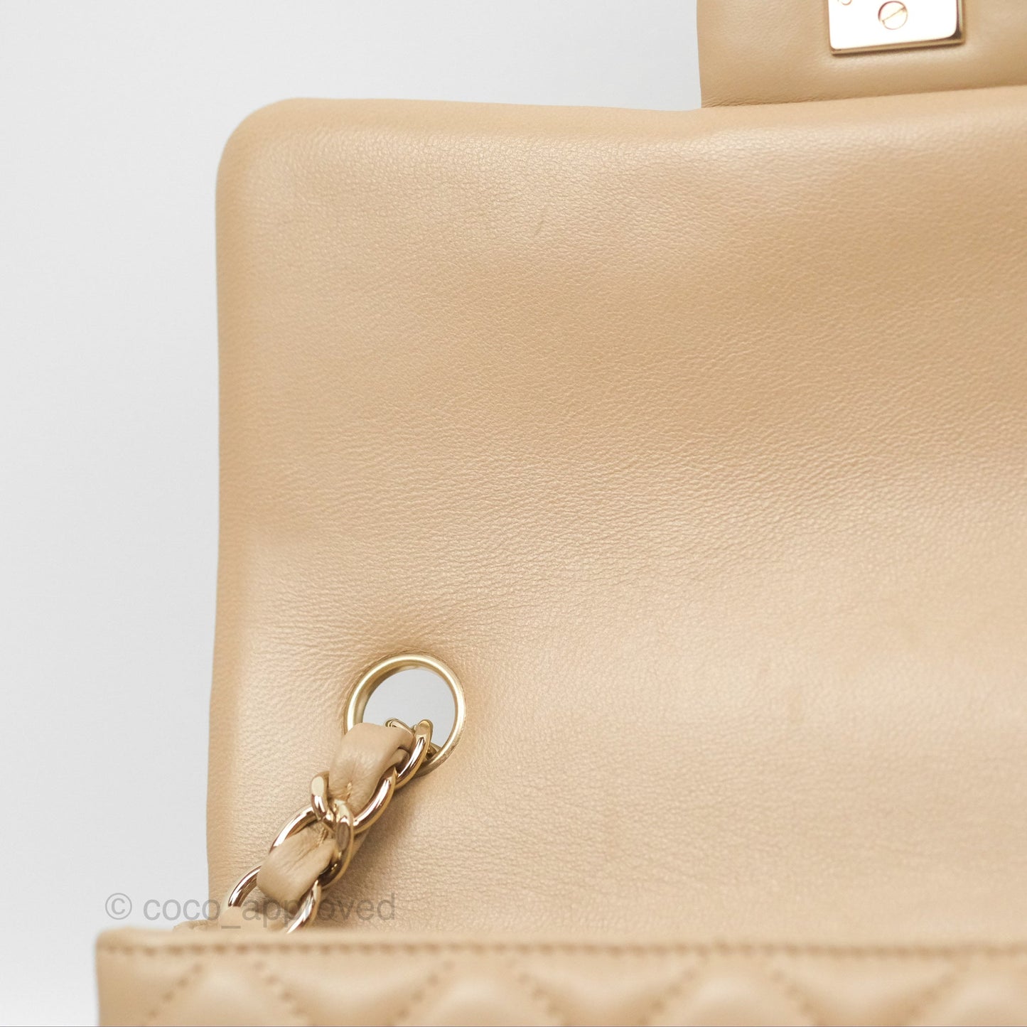 Chanel Mini Rectangular Quilted Beige Lambskin Gold Hardware