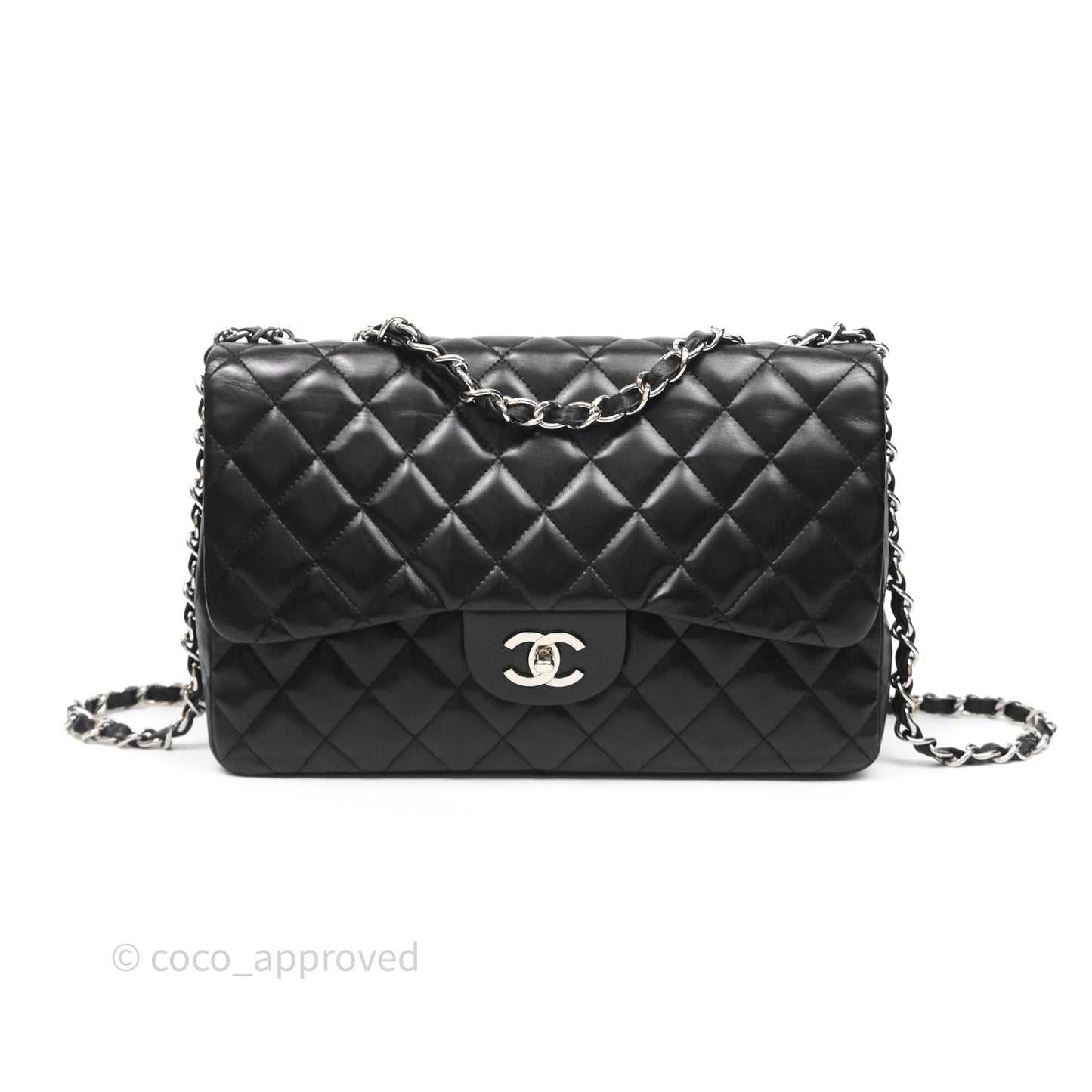 Chanel Jumbo Single Flap Black Lambskin Silver Hardware