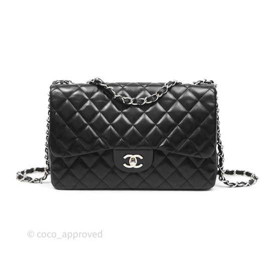 Chanel Jumbo Single Flap Black Lambskin Silver Hardware