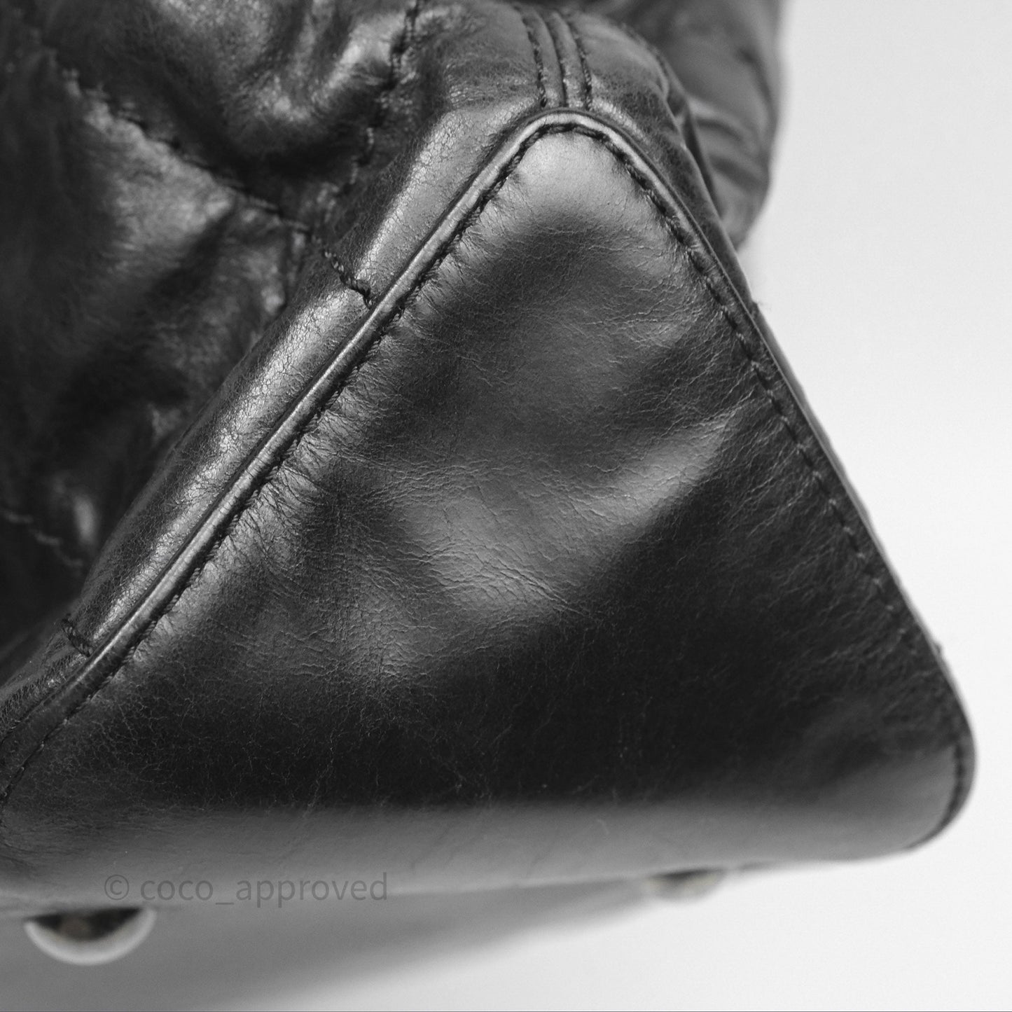 Chanel Quilted Coco Supple Hobo Black Aged Calfskin Ruthenium Hardware
