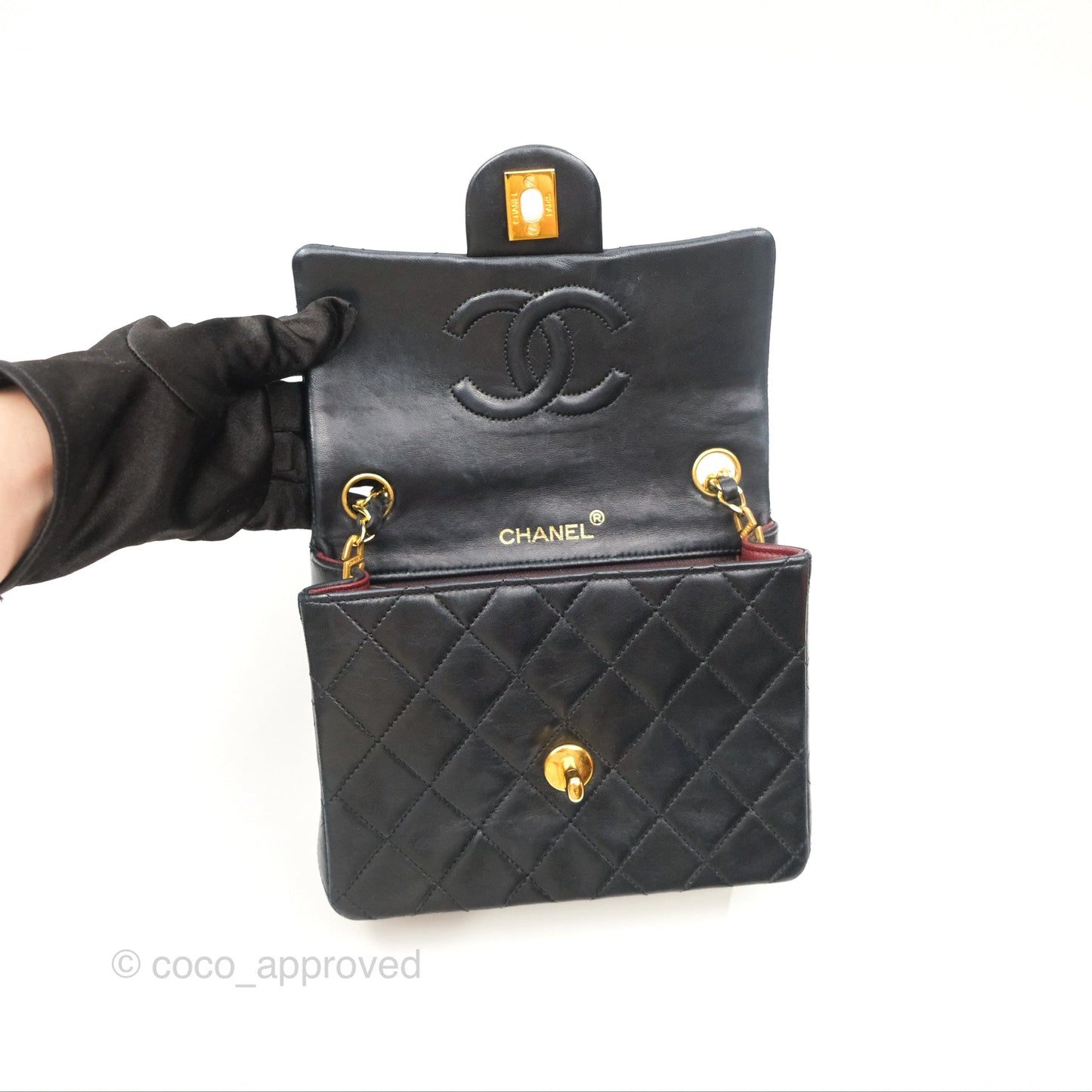 Chanel Vintage Mini Square Black Lambskin 24K Gold Hardware
