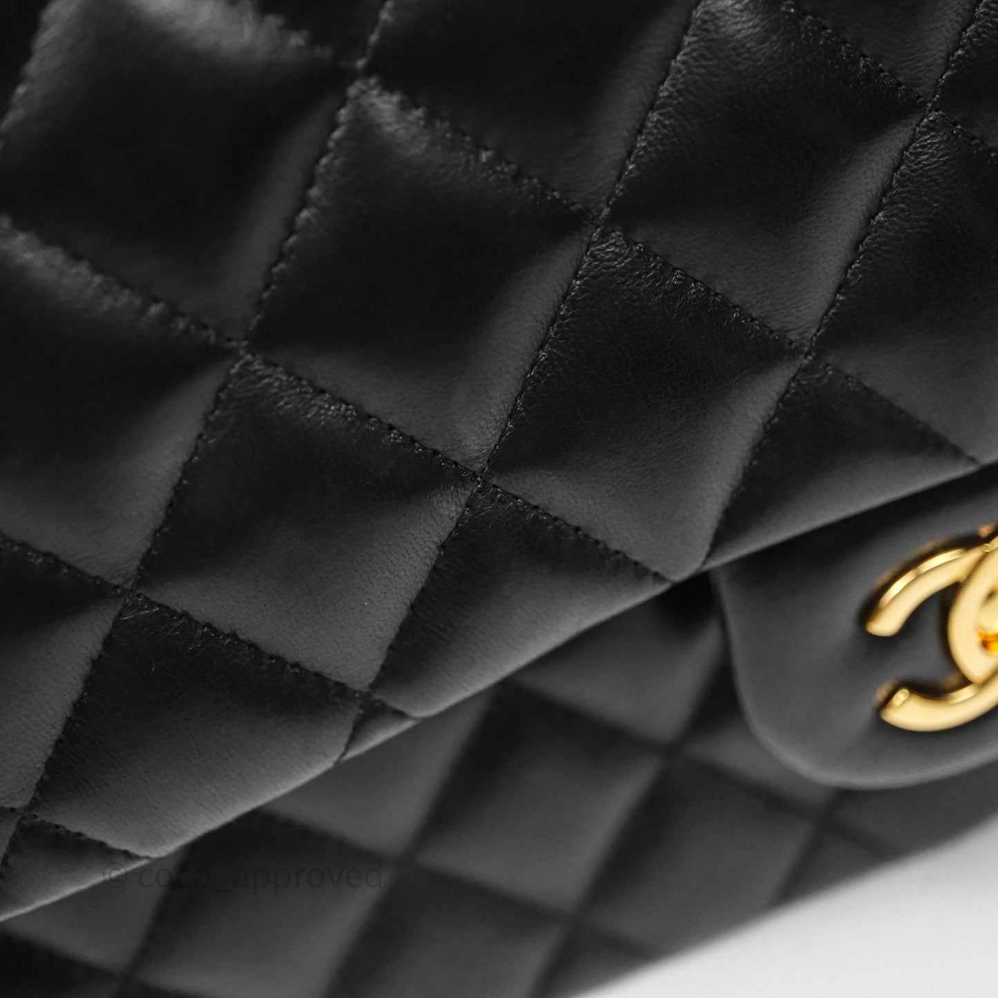 Chanel Classic Jumbo Double Flap Black Lambskin Bag Gold Hardware
