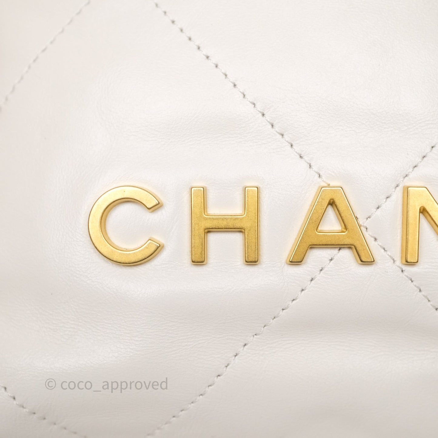 Chanel 22 Mini Bag White Calfskin Aged Gold Hardware
