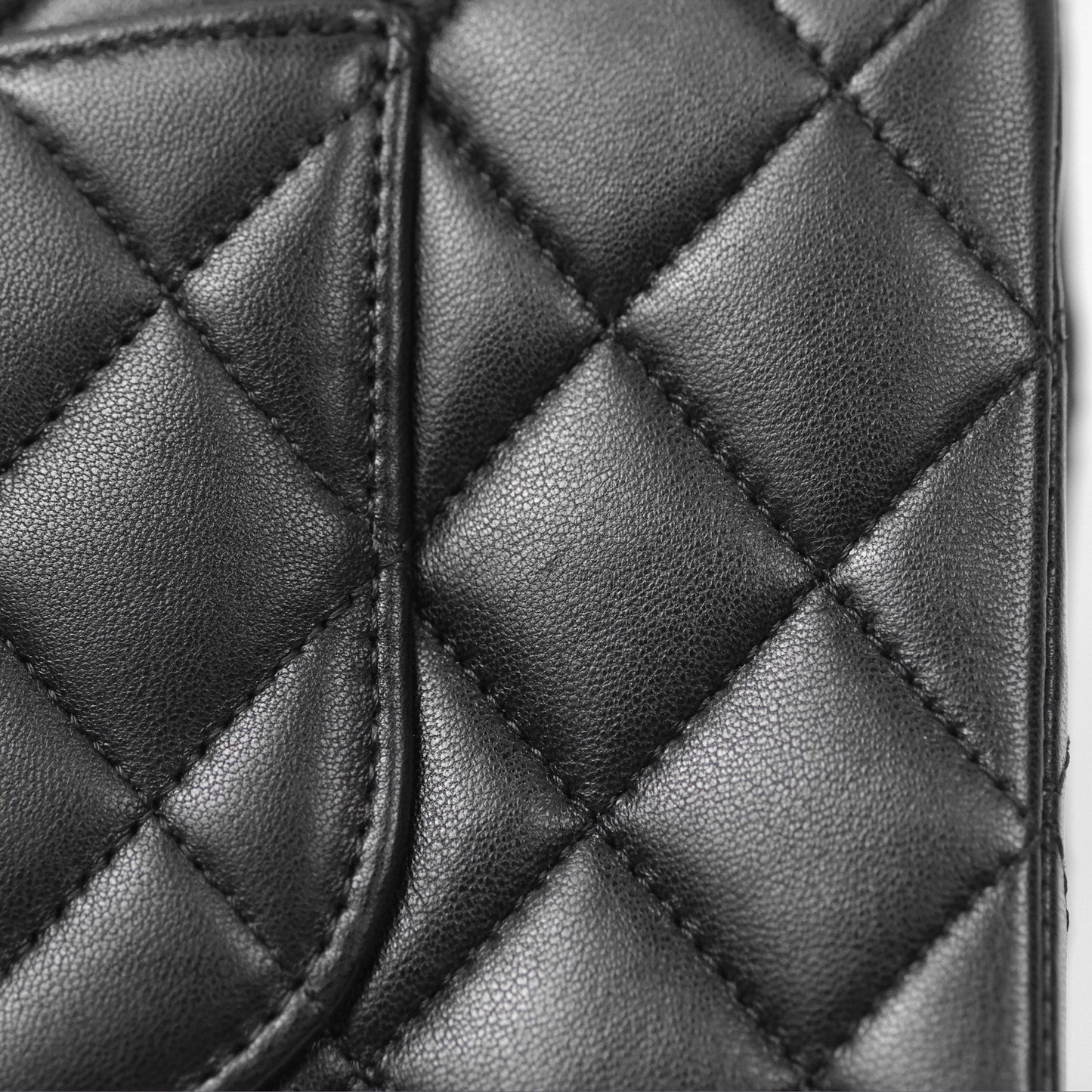 Chanel Classic M/L Medium Flap Quilted Black Lambskin Silver Hardware
