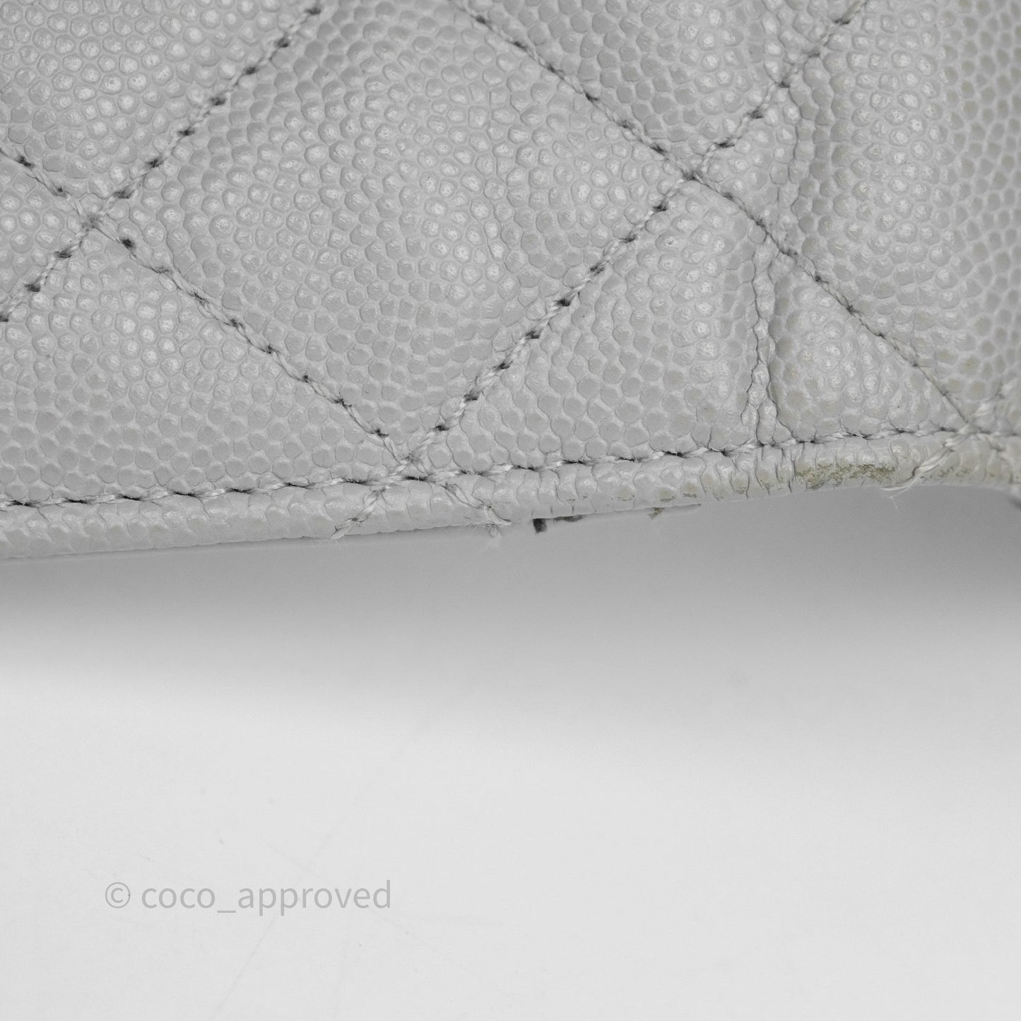 Chanel Quilted Short Wallet Grey Caviar Gold Hardware