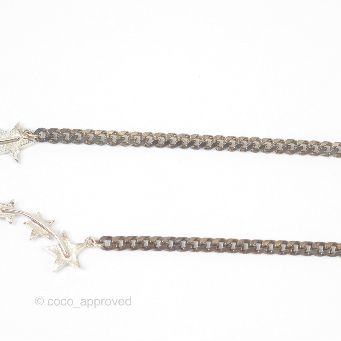 Chanel Crystal CC Star Drop Necklace Gold Tone 21S