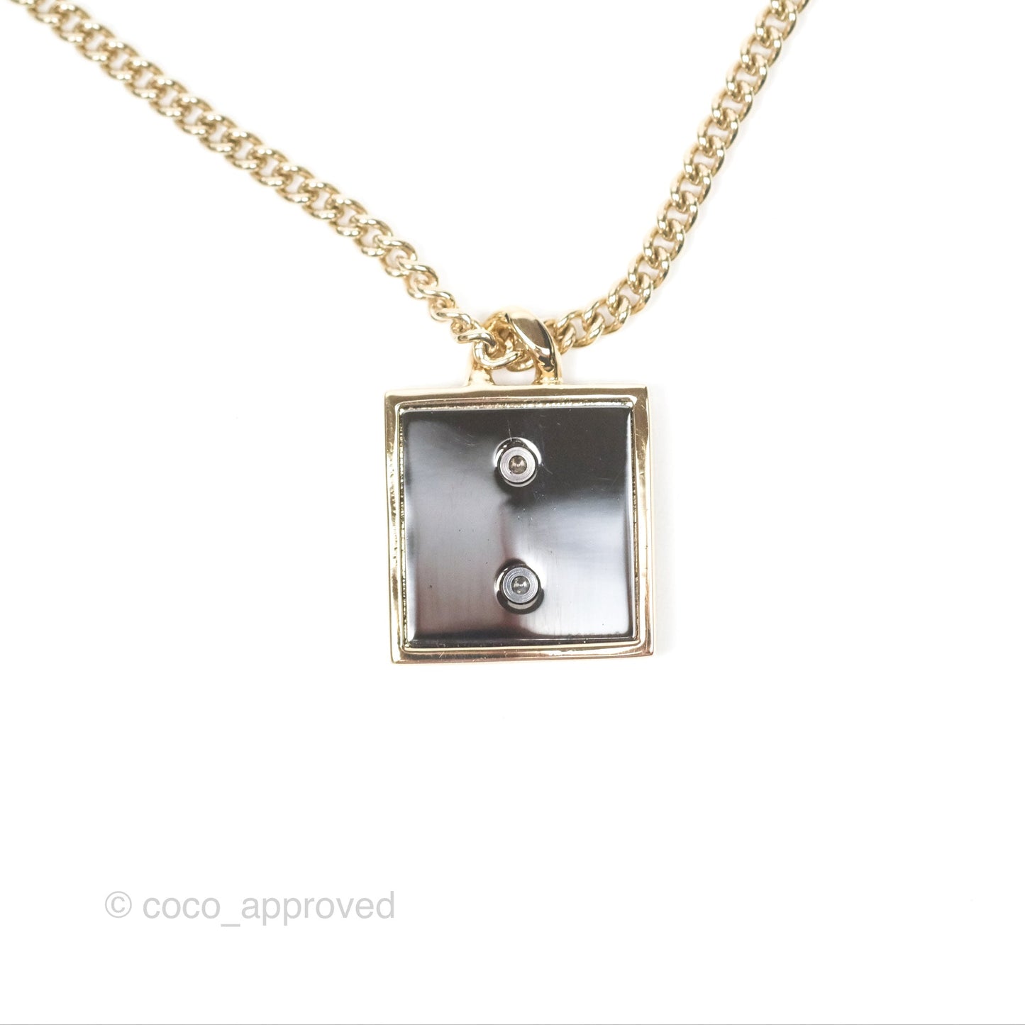 Chanel Square CC Necklace Gold Tone 23B