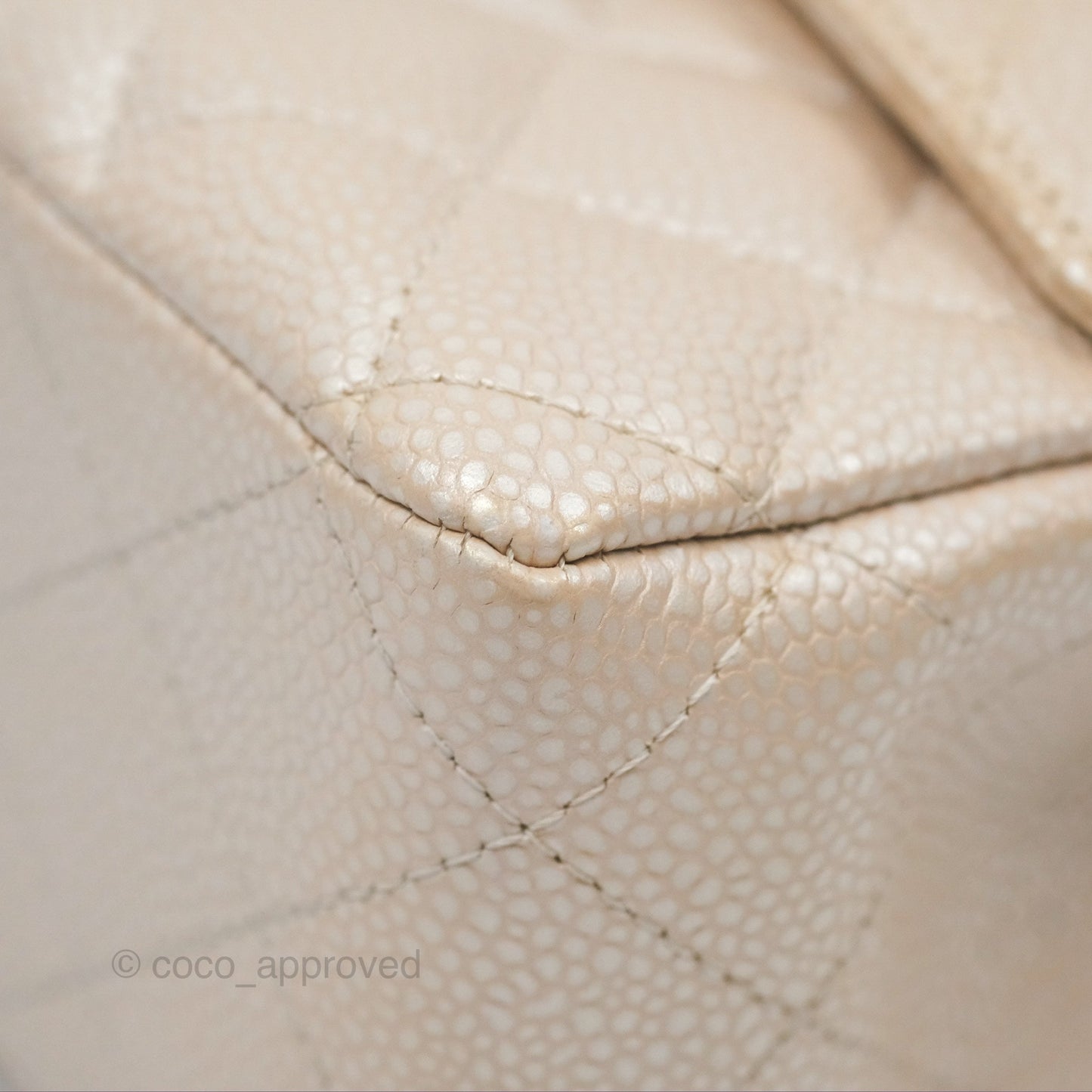 Chanel Classic M/L Medium Double Flap Iridescent Pearly Caviar Aged Gold Hardware⁣⁣