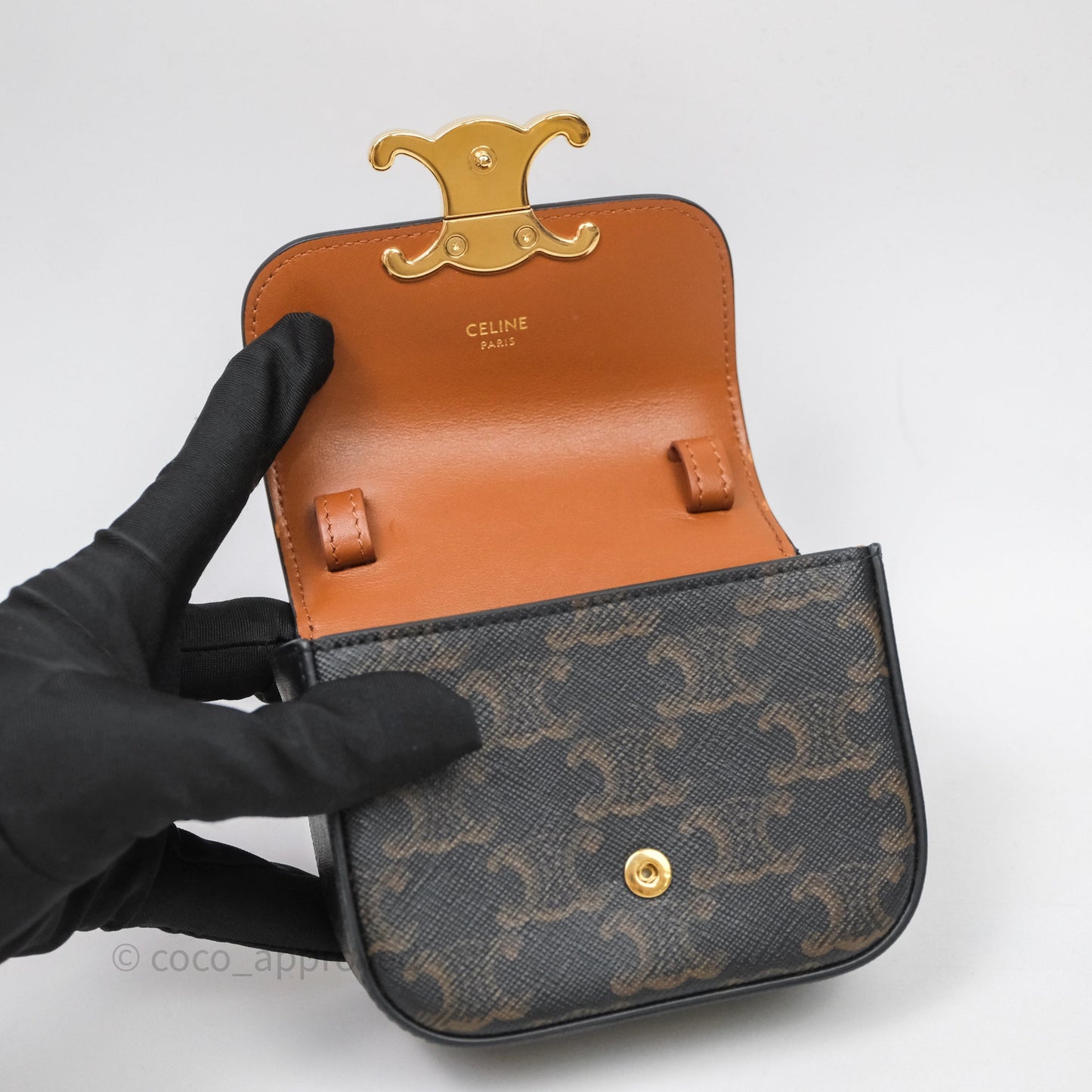 Celine Mini Triomphe Canvas Tan Calfskin