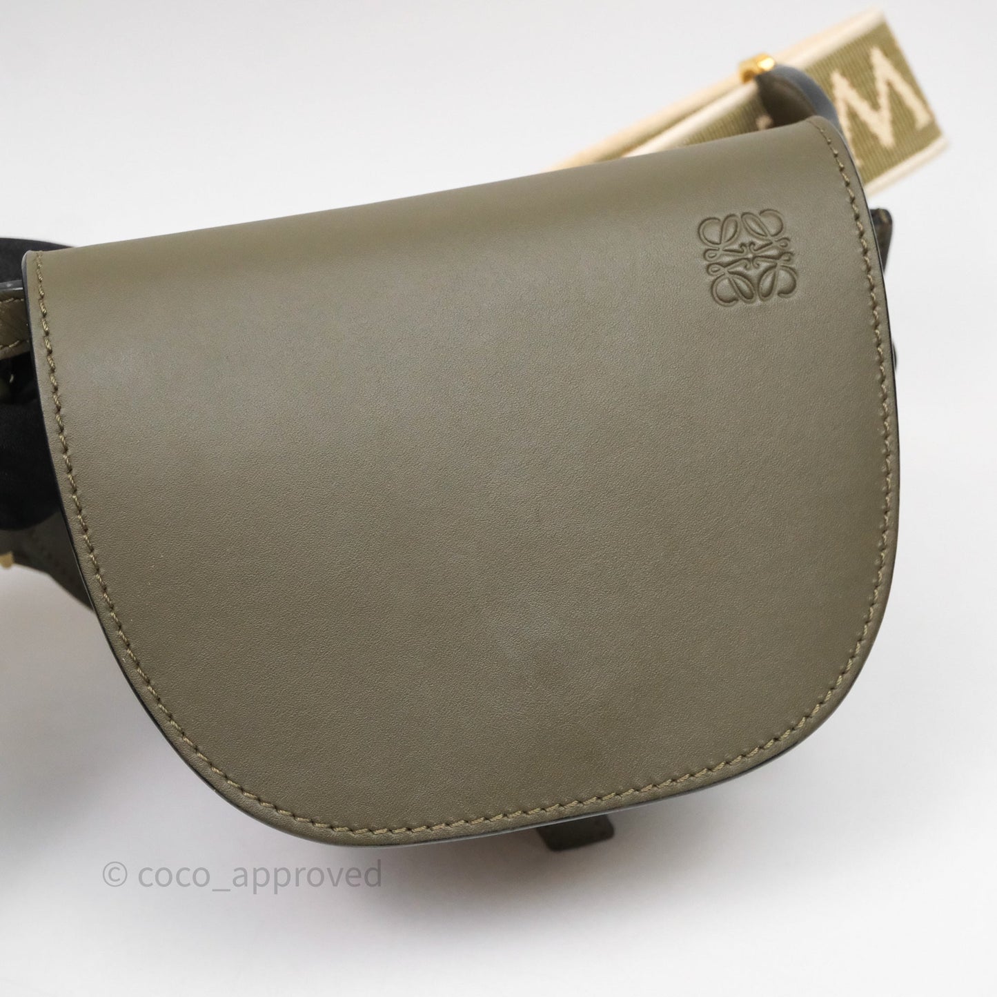 Loewe Mini Gate Dual Bag Soft Calfskin & Jacquard Strap Autumn Green