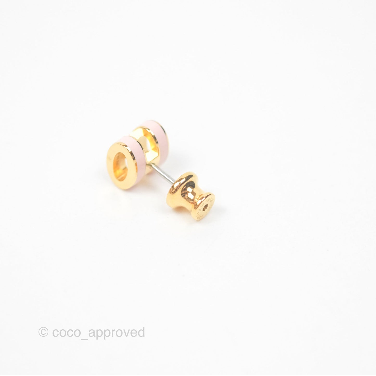Hermès Mini Pop H Earrings Rose Dragee Gold Tone