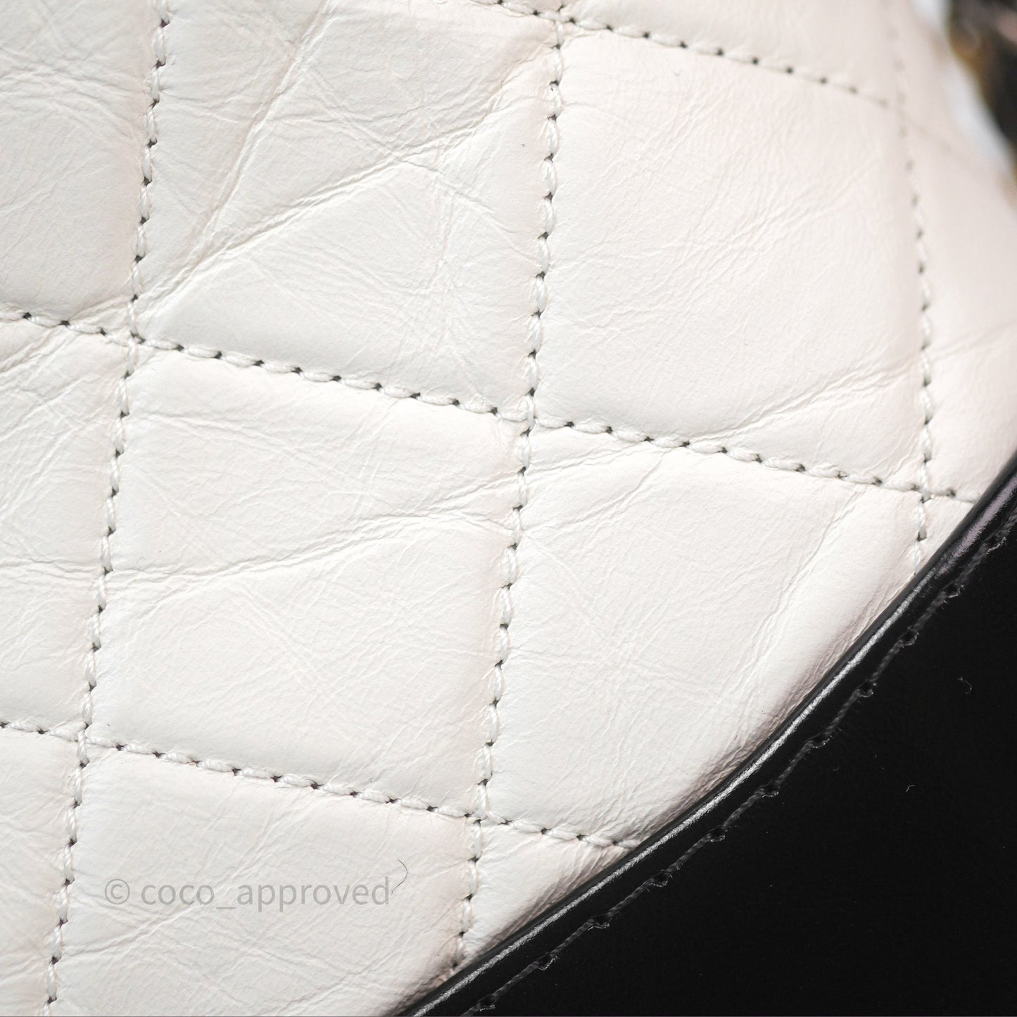 Chanel Small Gabrielle Hobo Quilted Black White Aged Calfskin