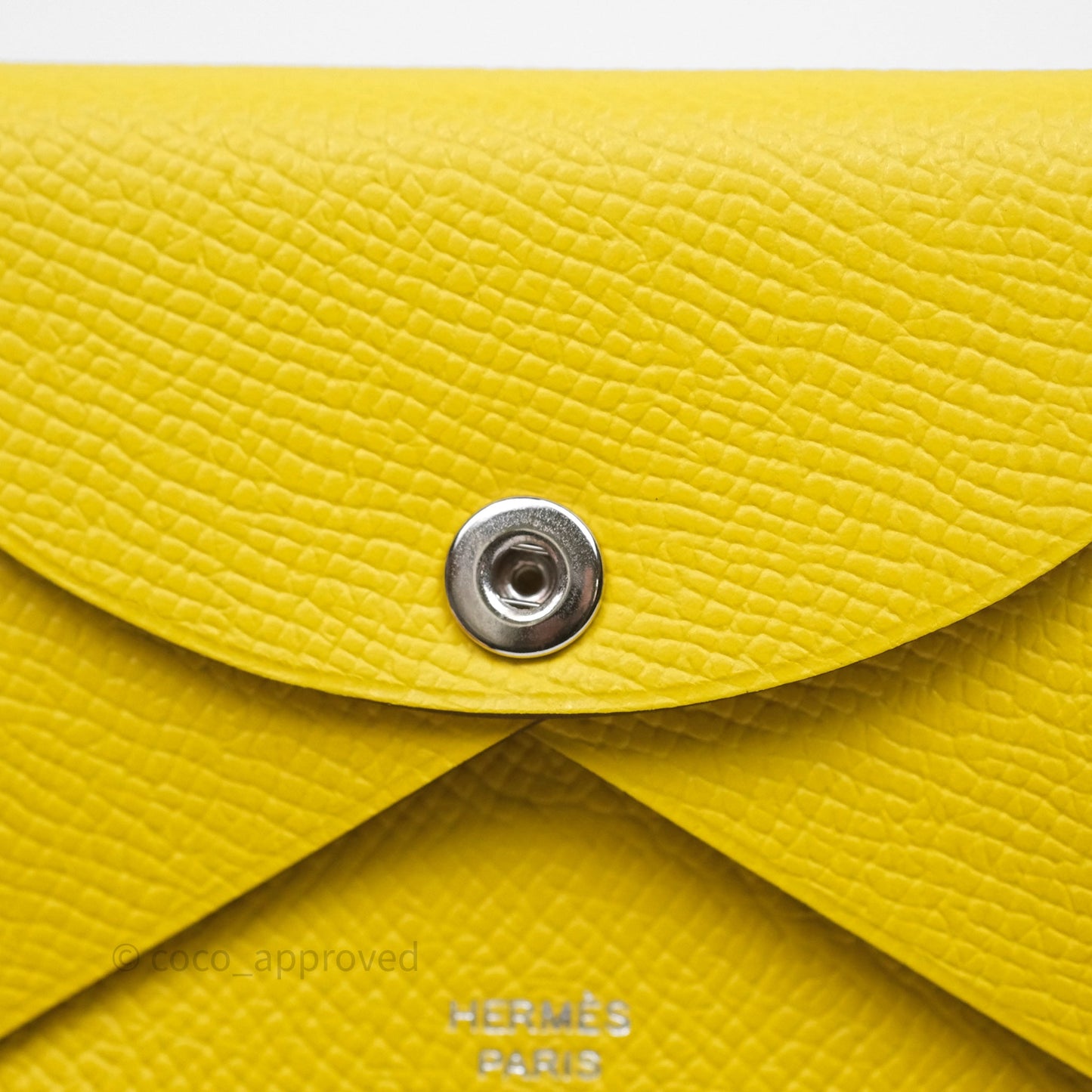 Hermès Calvi Duo Compact Card Holder Jaune de Naples 9O Epsom