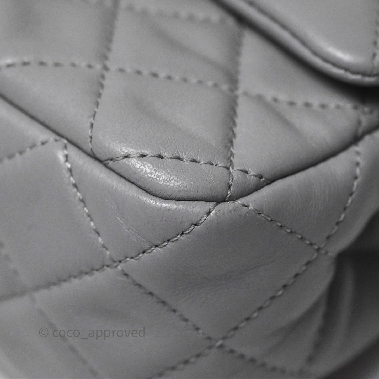 Chanel Pearl Crush Mini Rectangular Quilted Grey Lambskin Aged Gold Hardware