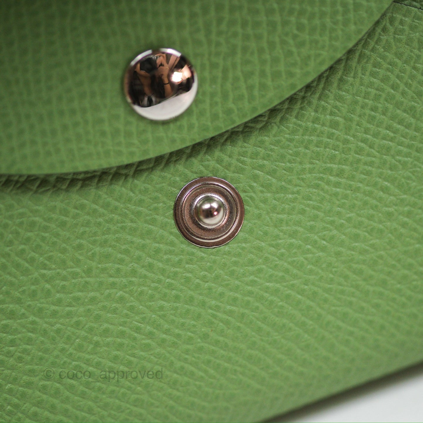 Hermès Calvi Duo Compact Card Holder 3I Vert Criquet Epsom Palladium Hardware