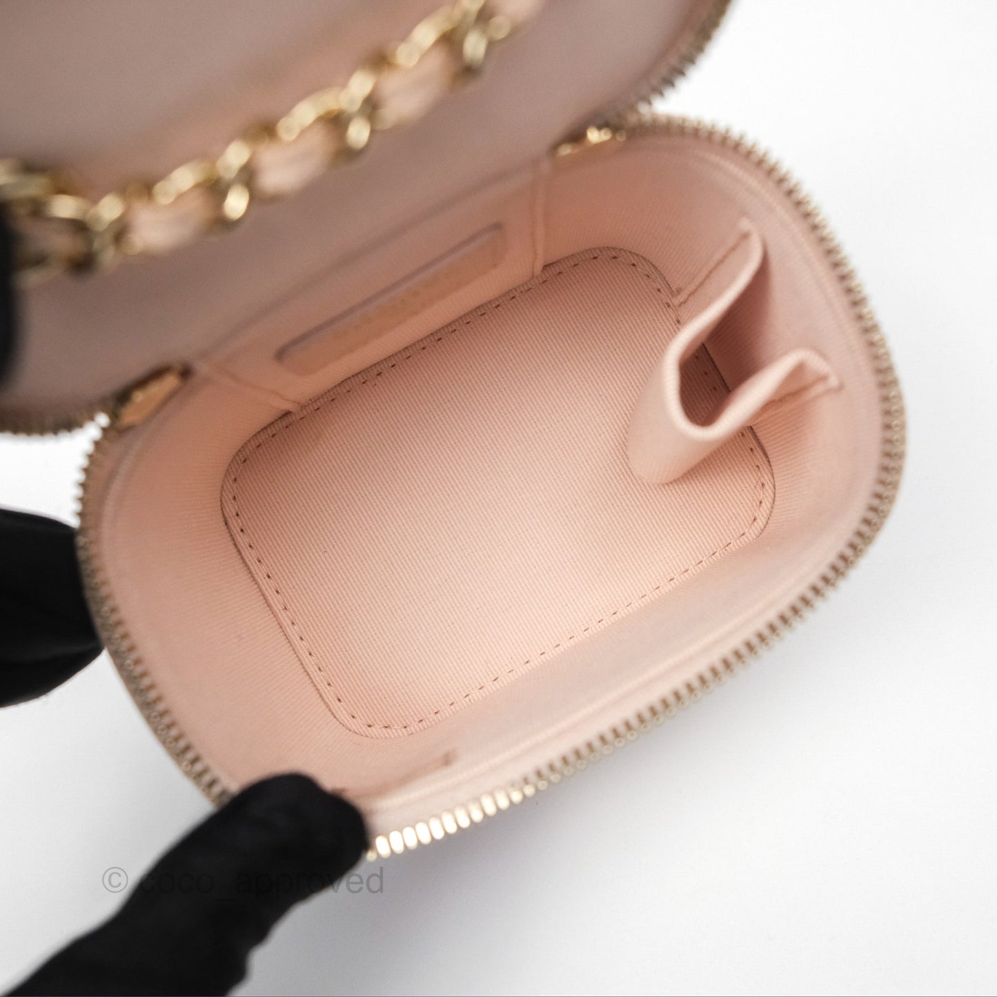 Chanel Mini Vanity With Chain Beige Pink Caviar Gold Hardware