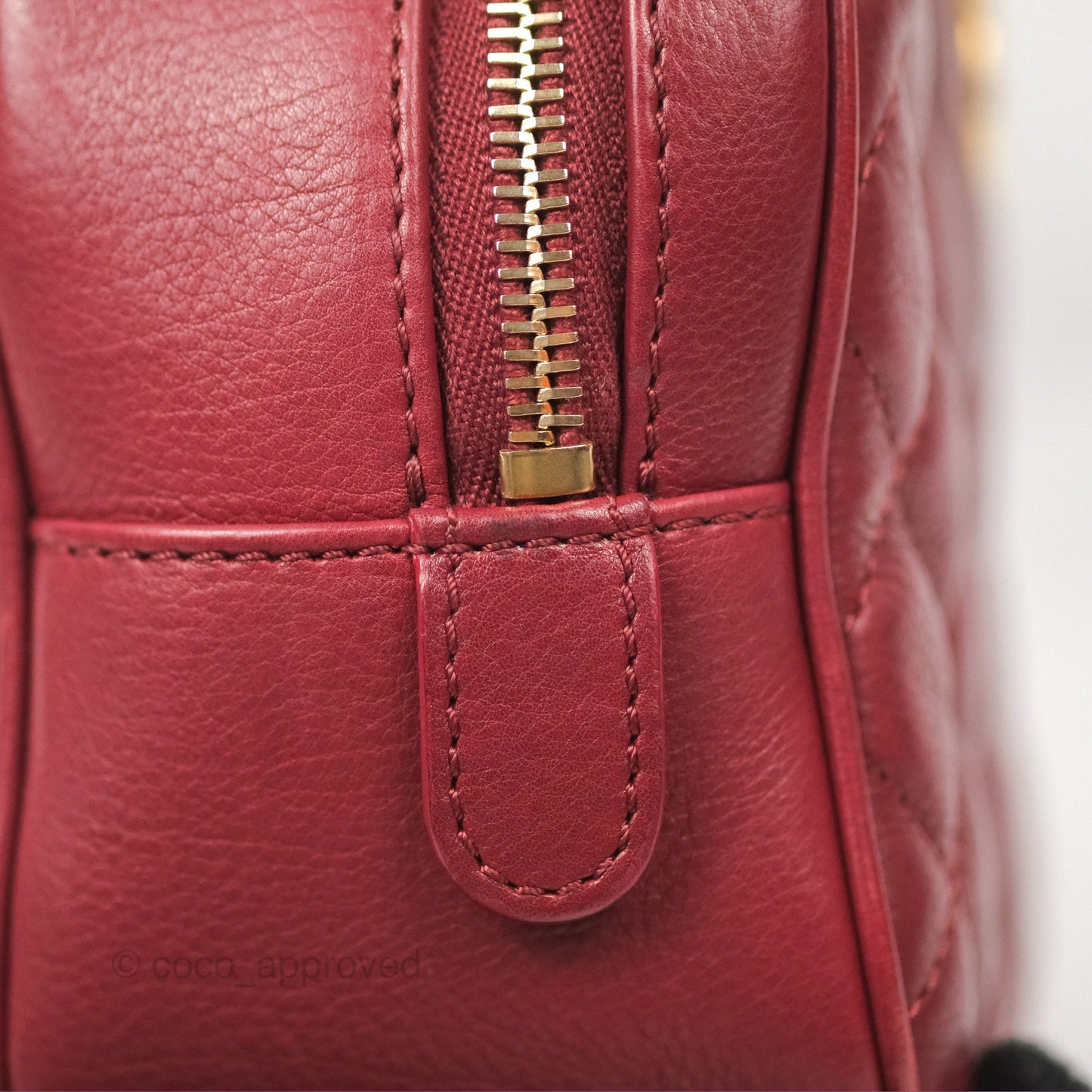 Chanel Quilted CC Small Vanity Case Dark Red Calfskin