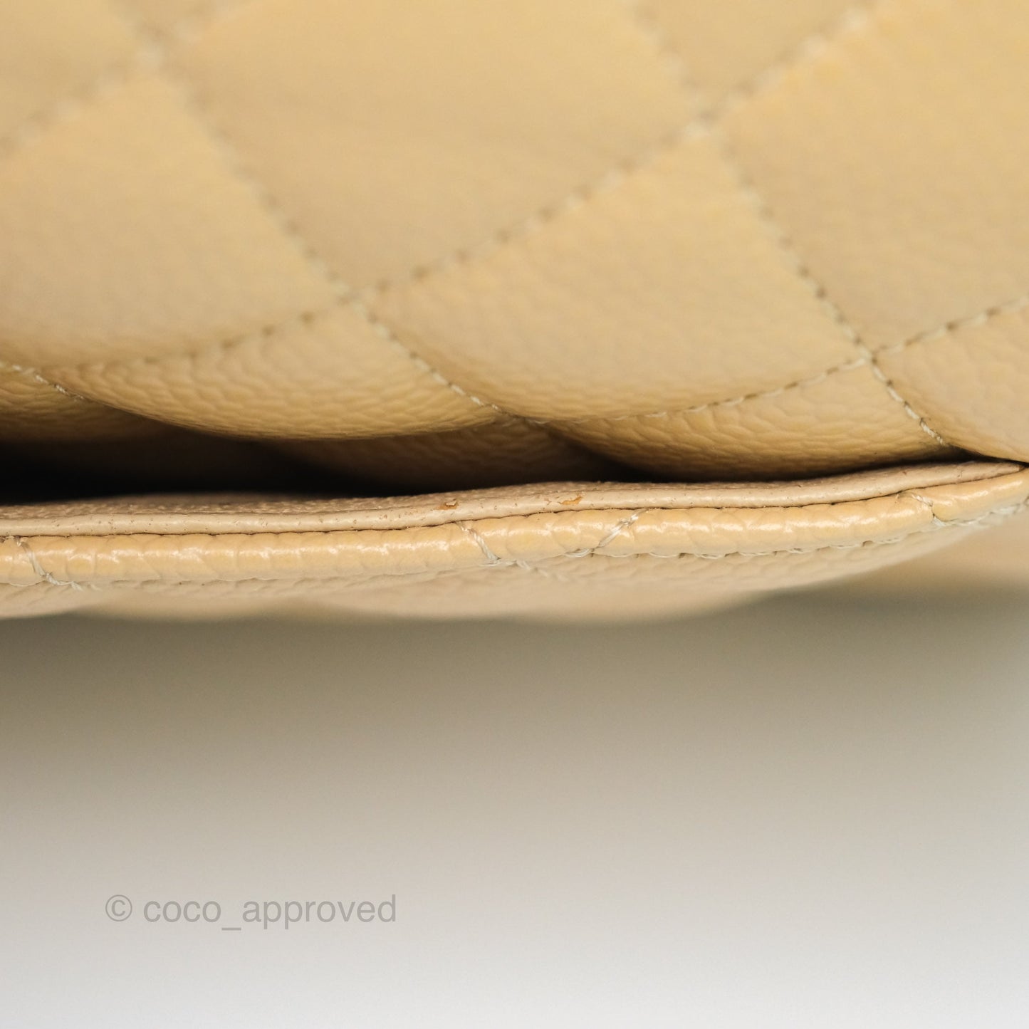 Chanel M/L Medium Classic Flap Quilted Beige Caviar Gold Hardware