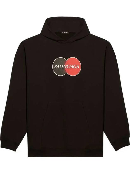 Luxury Balenciaga Logo Print Over Fit Hoodie Black