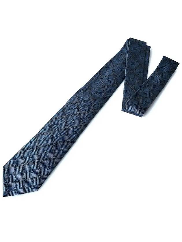 Luxury Gucci Trending 2025 GG Pattern Slim Silk Tie Blue