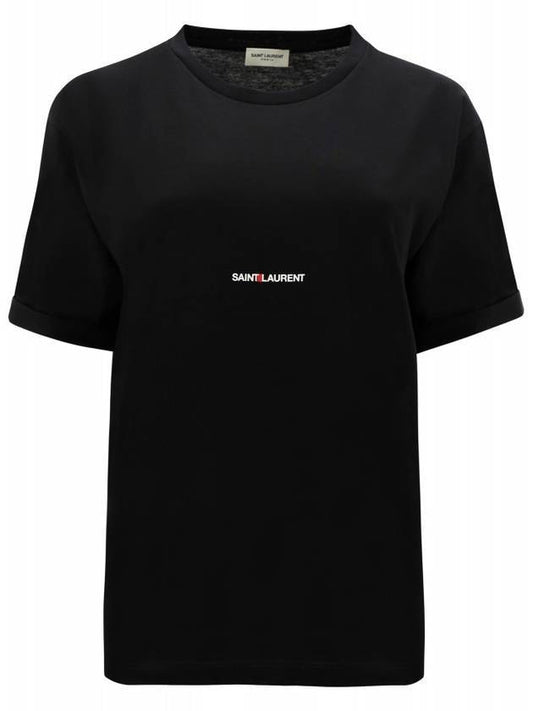 Luxury Saint Laurent Rive Gauche Short Sleeve T-Shirt Black
